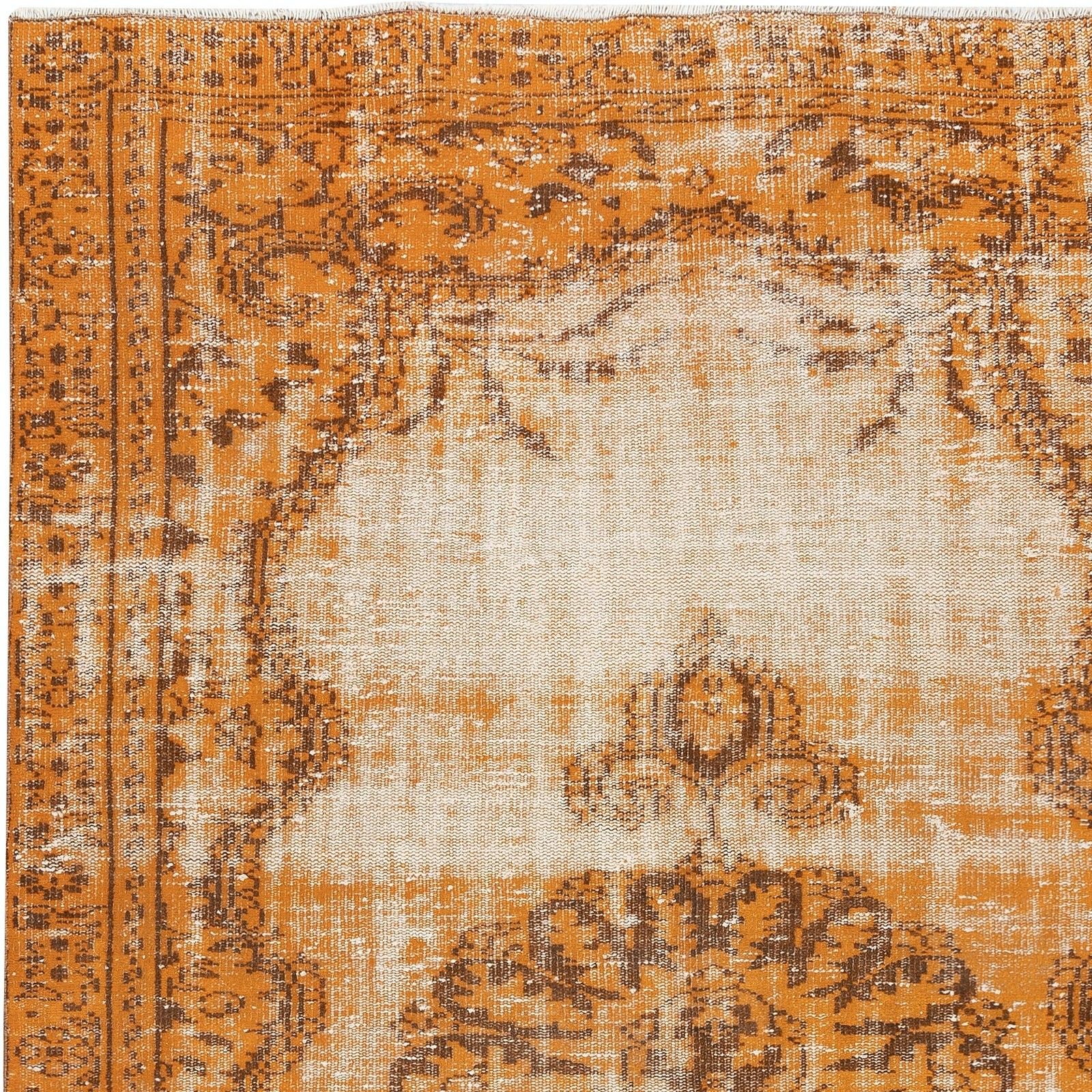 5.6x8.6 Ft Vintage Orange Area Rug. Handmade Turkish Rug For Contemporary Spaces photo 461.0