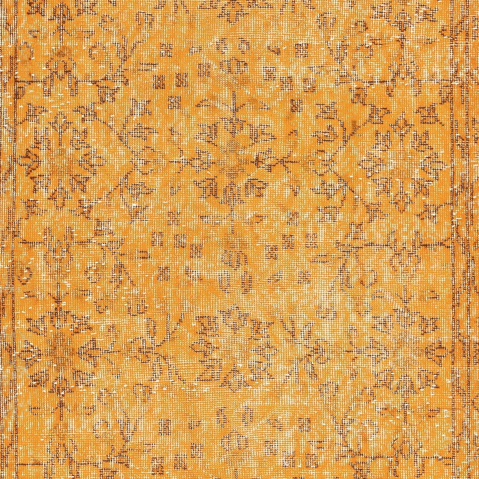 3.7x7 Ft Orange Overdyed Vintage Rug. Hand Knotted Carpet For Modern Interiors photo Textiles
