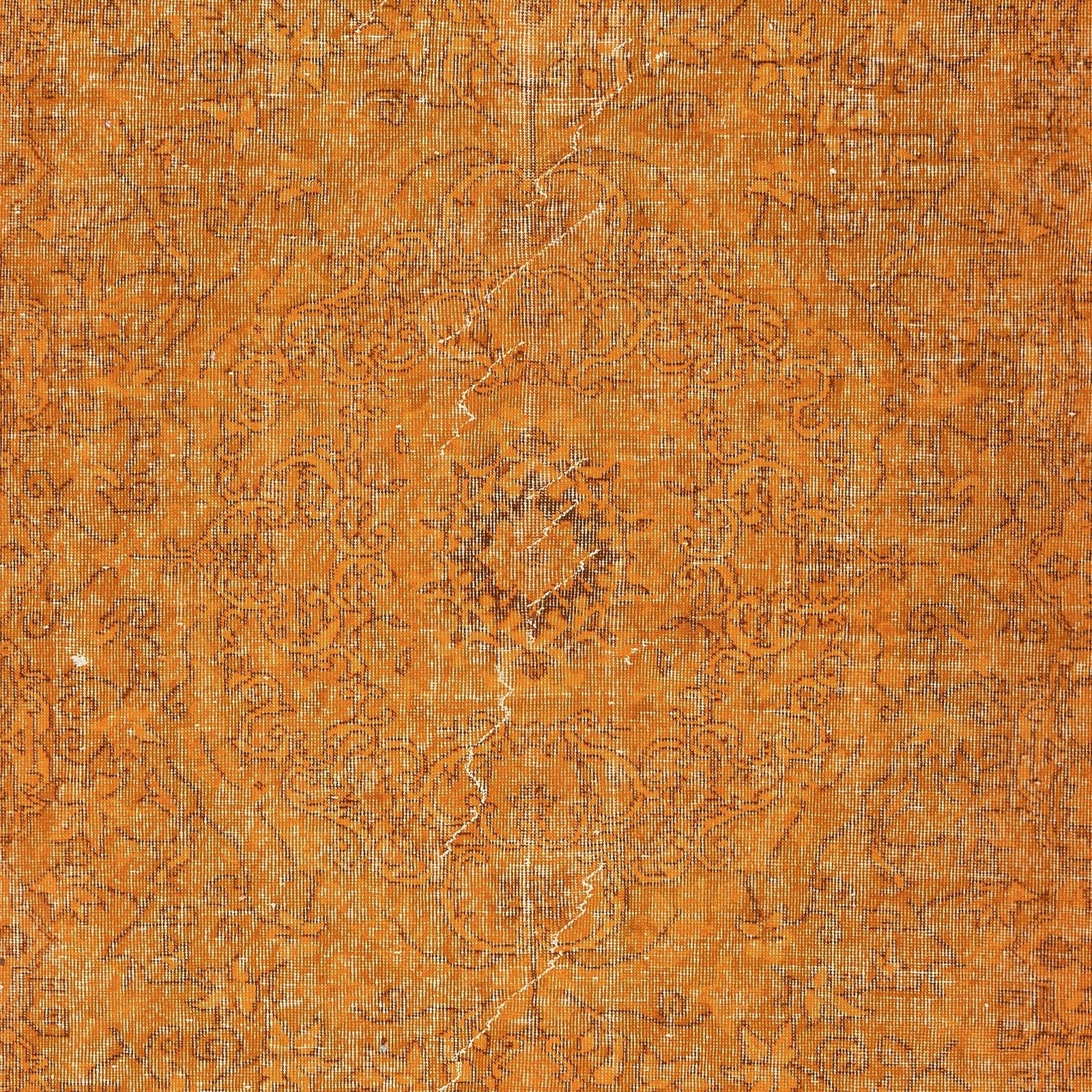 6.2x10 Ft Vintage Handmade Turkish Rug Overdyed In Orange For Modern Interiors photo Textiles