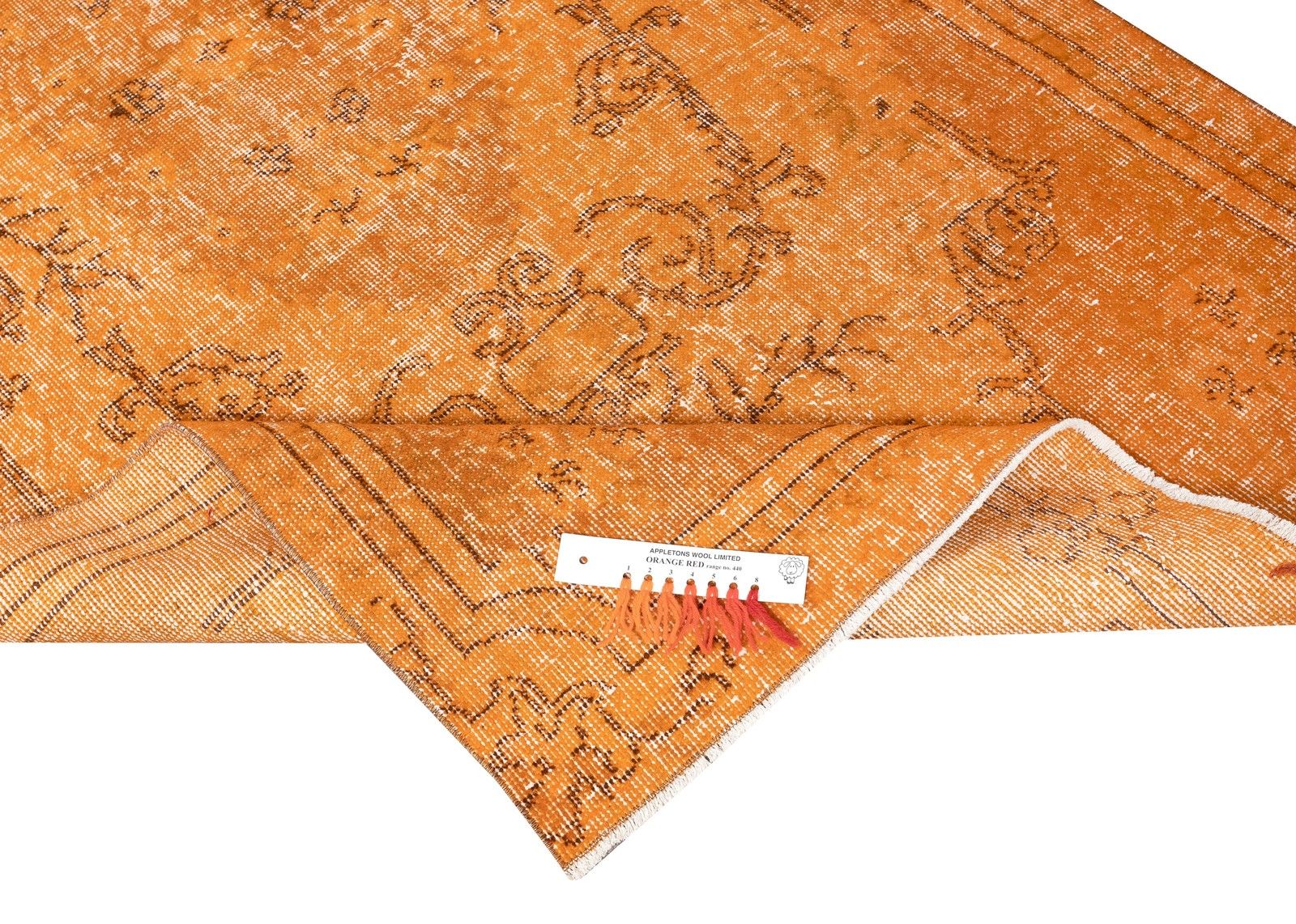 3.7x7 Ft Orange Redyed Vintage Rug For Modern Interiors. Handknotted In Turkey photo for sale