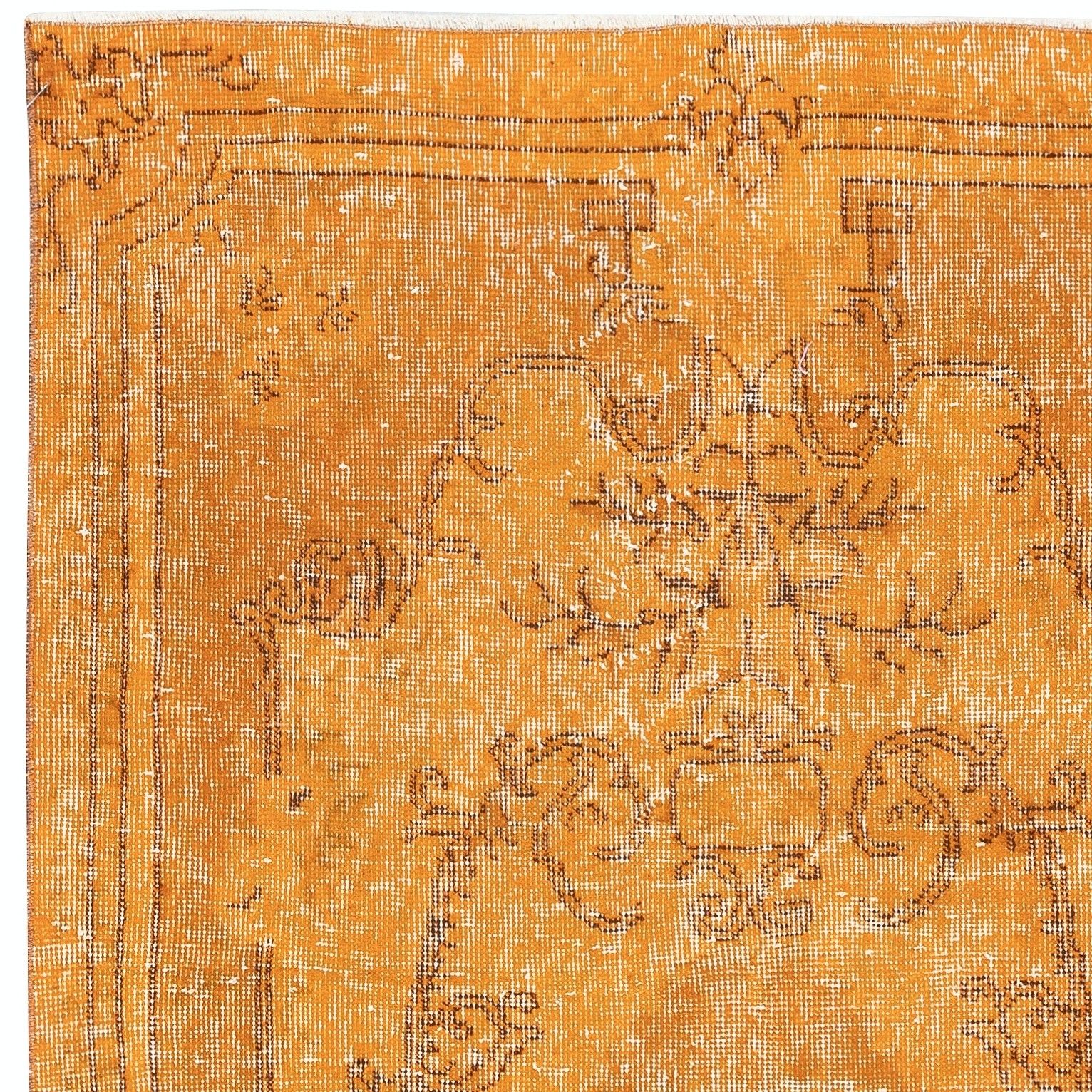 3.7x7 Ft Orange Redyed Vintage Rug For Modern Interiors. Handknotted In Turkey photo 256.0