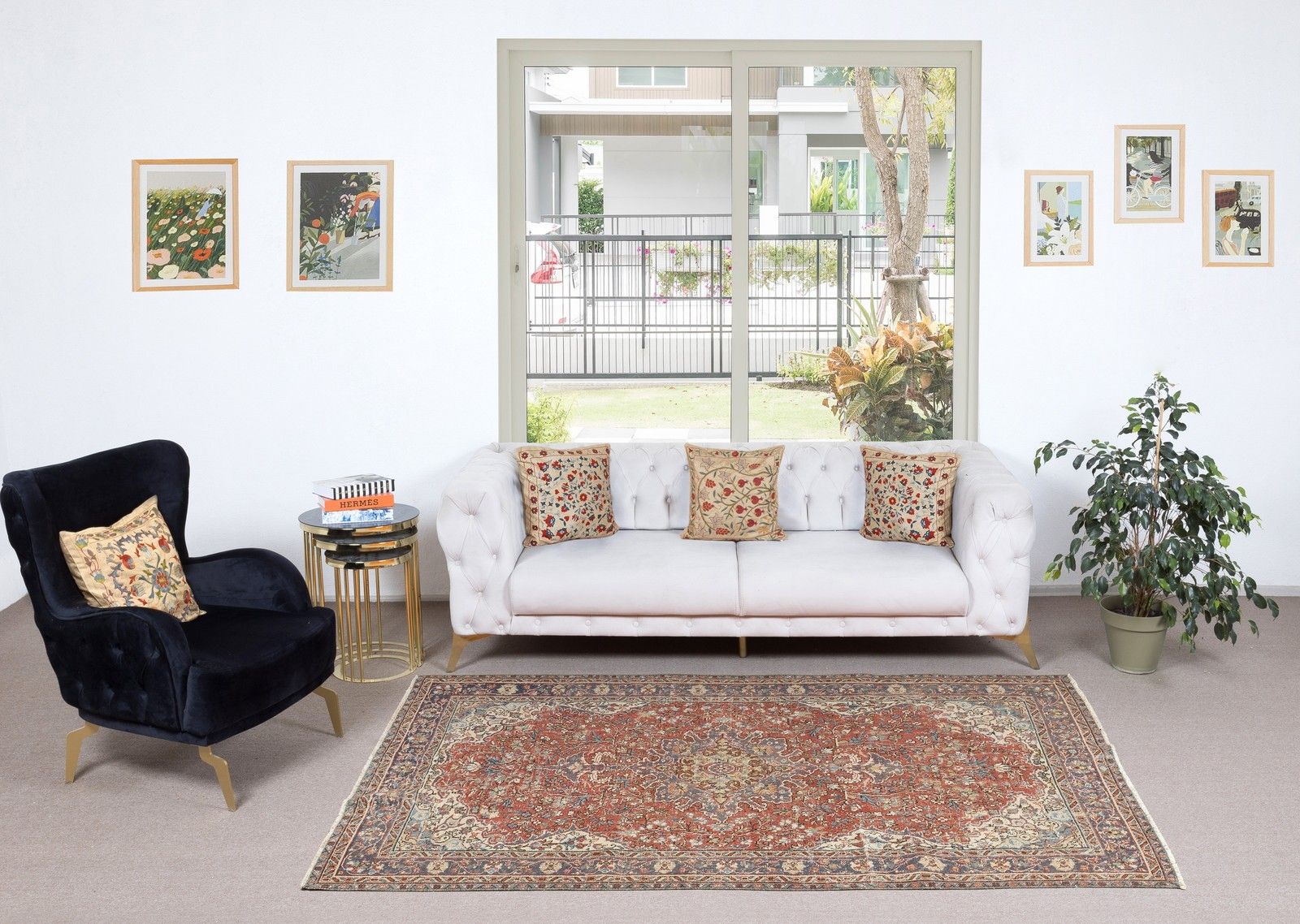 5.2x8.4 Ft Traditional Handmade Turkish Vintage Rug For Living Room Or Bedroom photo furniture