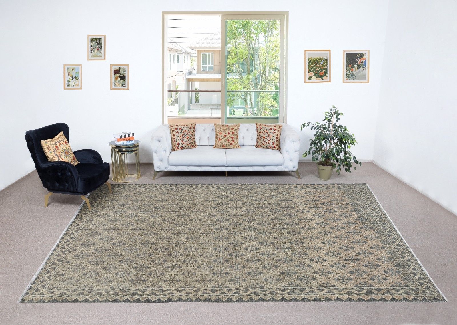 9.2x11.7 Ft Handmade Turkish Area Rug. Handmade Wool Carpet For Living Room photo furniture