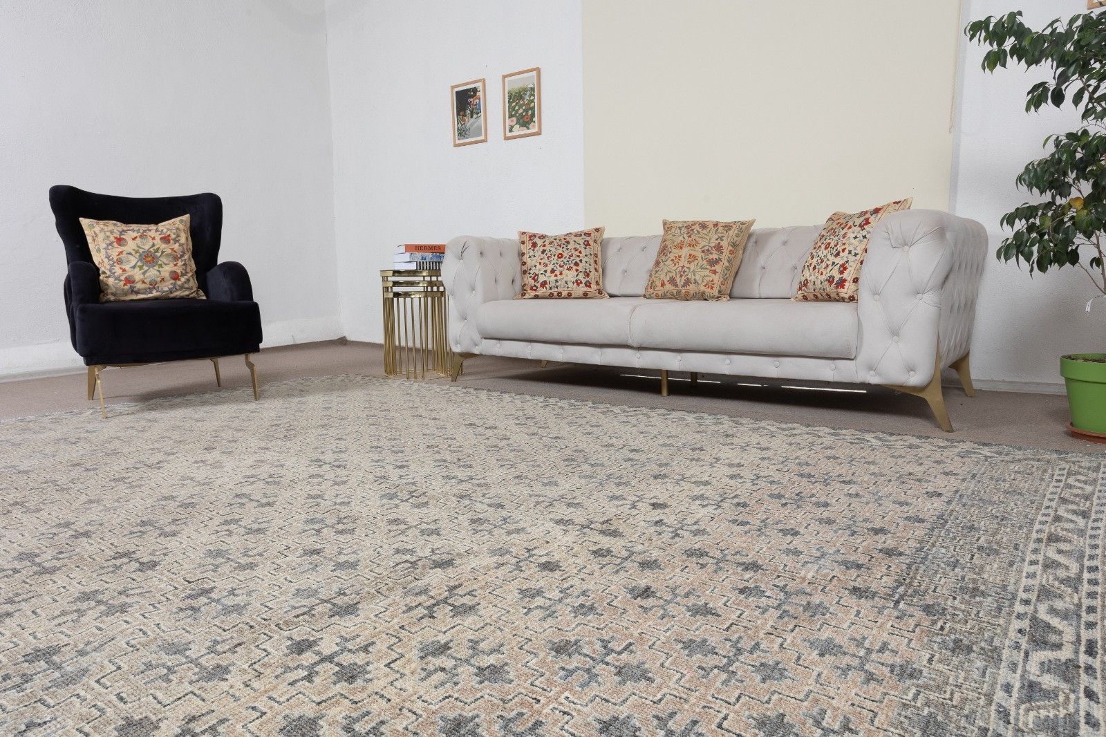 9.2x11.7 Ft Handmade Turkish Area Rug. Handmade Wool Carpet For Living Room photo Textiles