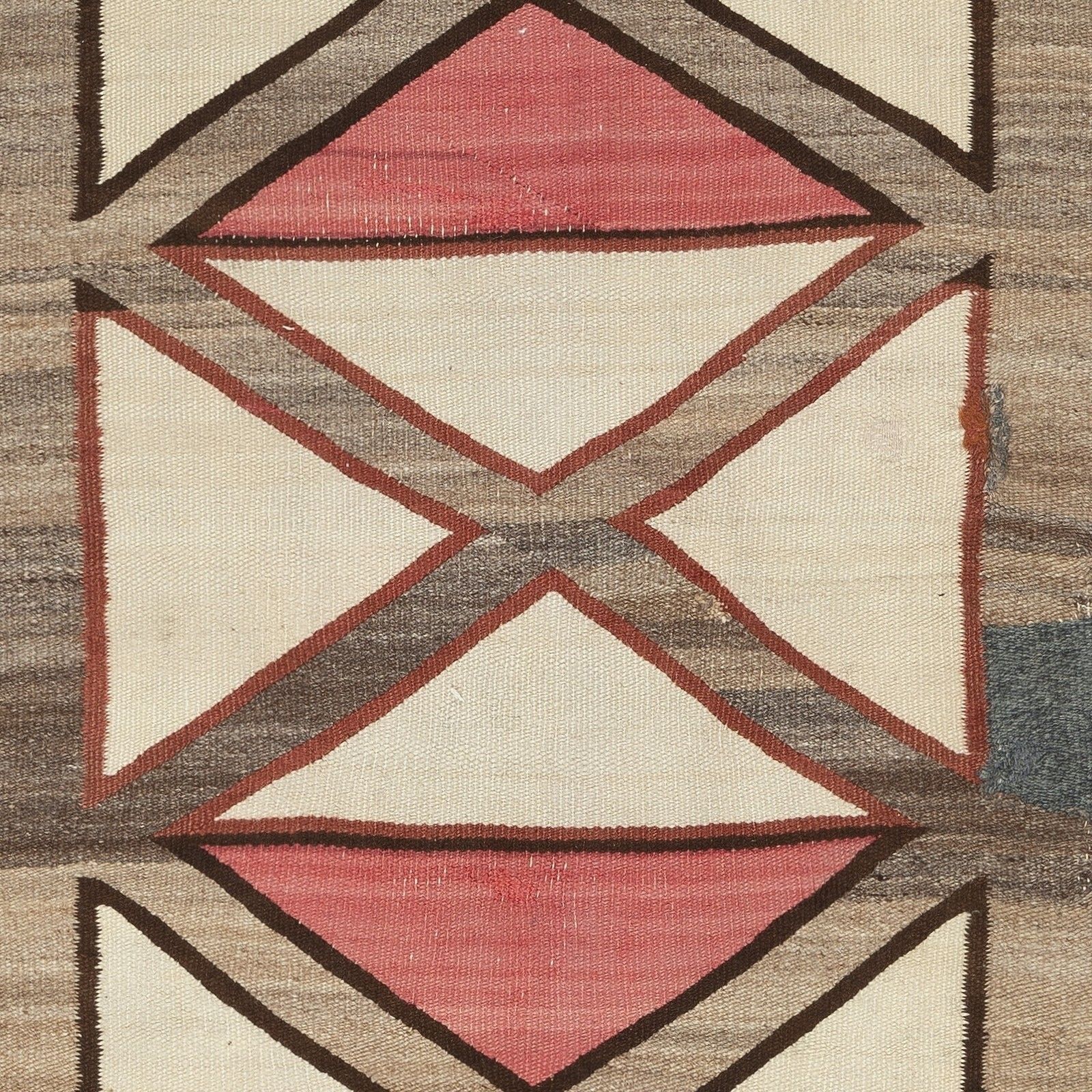 2.9x4.7 Ft Antique Navajo Geometric Rug, Wool, Natural Colors, Circa 1920–1940 photo Textiles