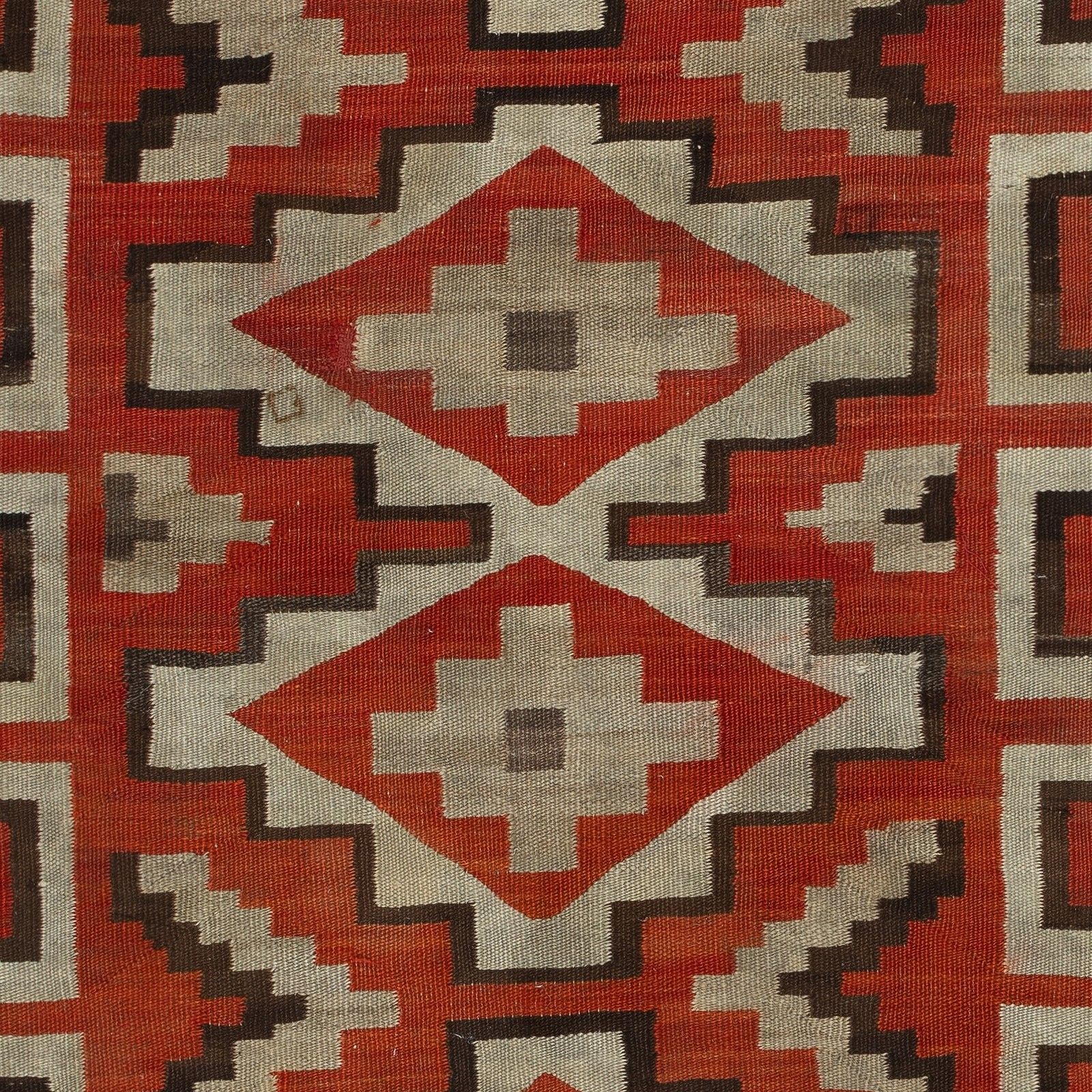 4.5x7 Ft Antique Navajo Ganado Rug, Red & Ivory Geometric Design, Ca 1925–1945 photo Textiles