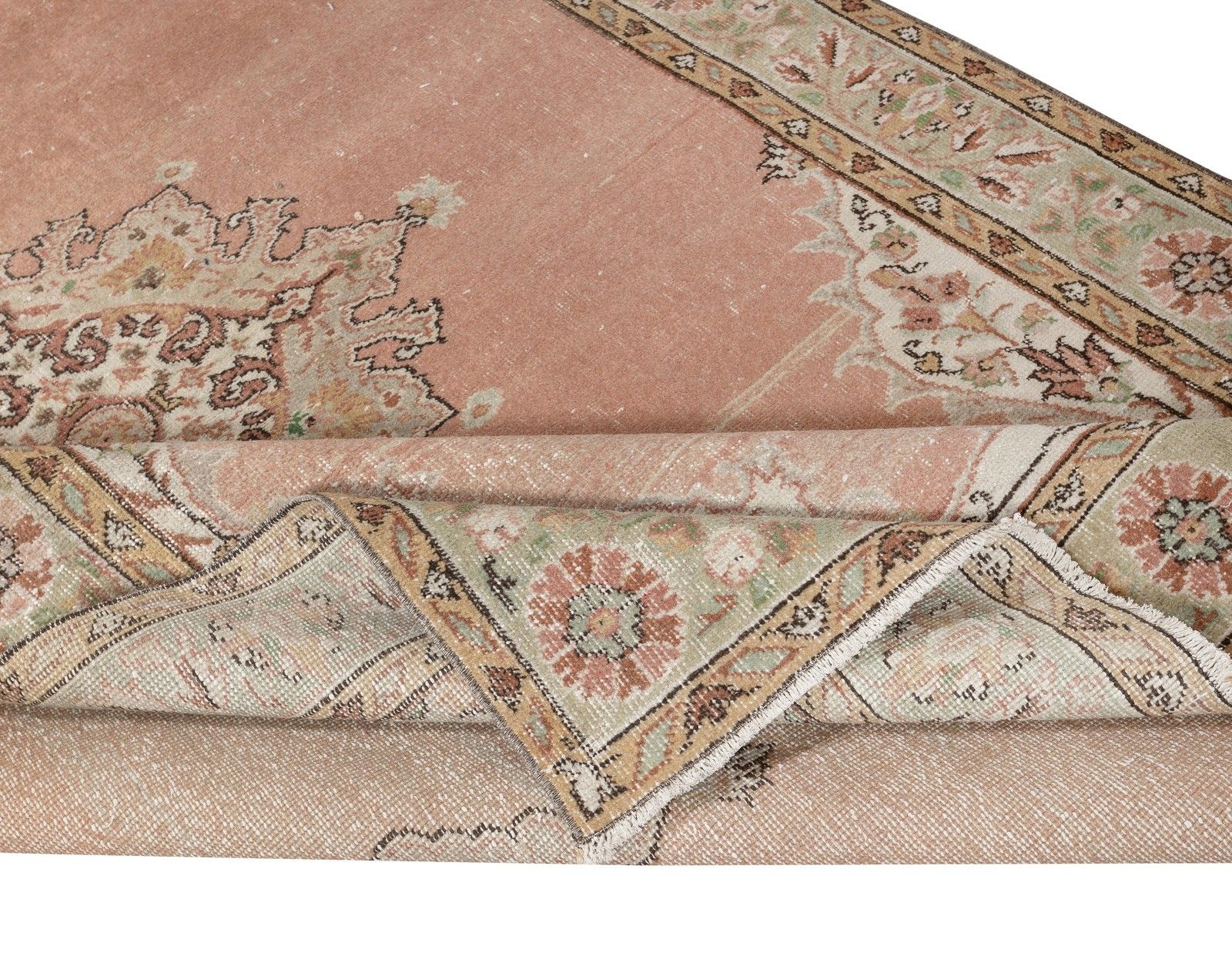 5.7x9.2 Ft Farmhouse Style Vintage Turkish Rug. Handmade Wool Area Carpet photo for sale