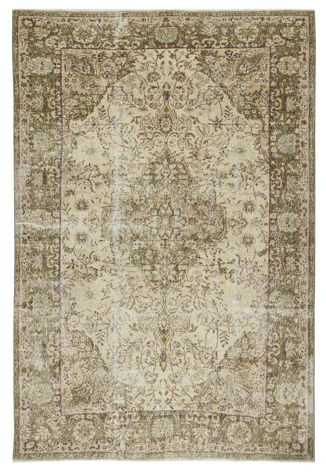 6.8x10.2 Ft Vintage Turkish Handknotted Wool Rug For Cozy Farmhouse Interiors