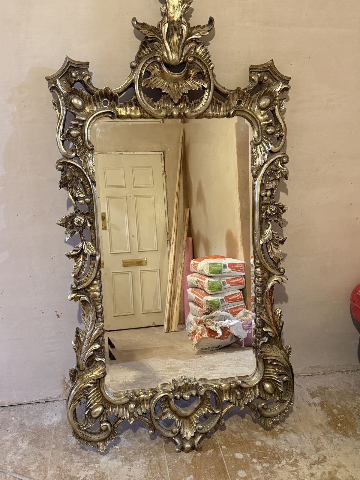 Large French Rococo Gilt Wall Mirror – Ornate Louis XV Style, 150×80 Cm