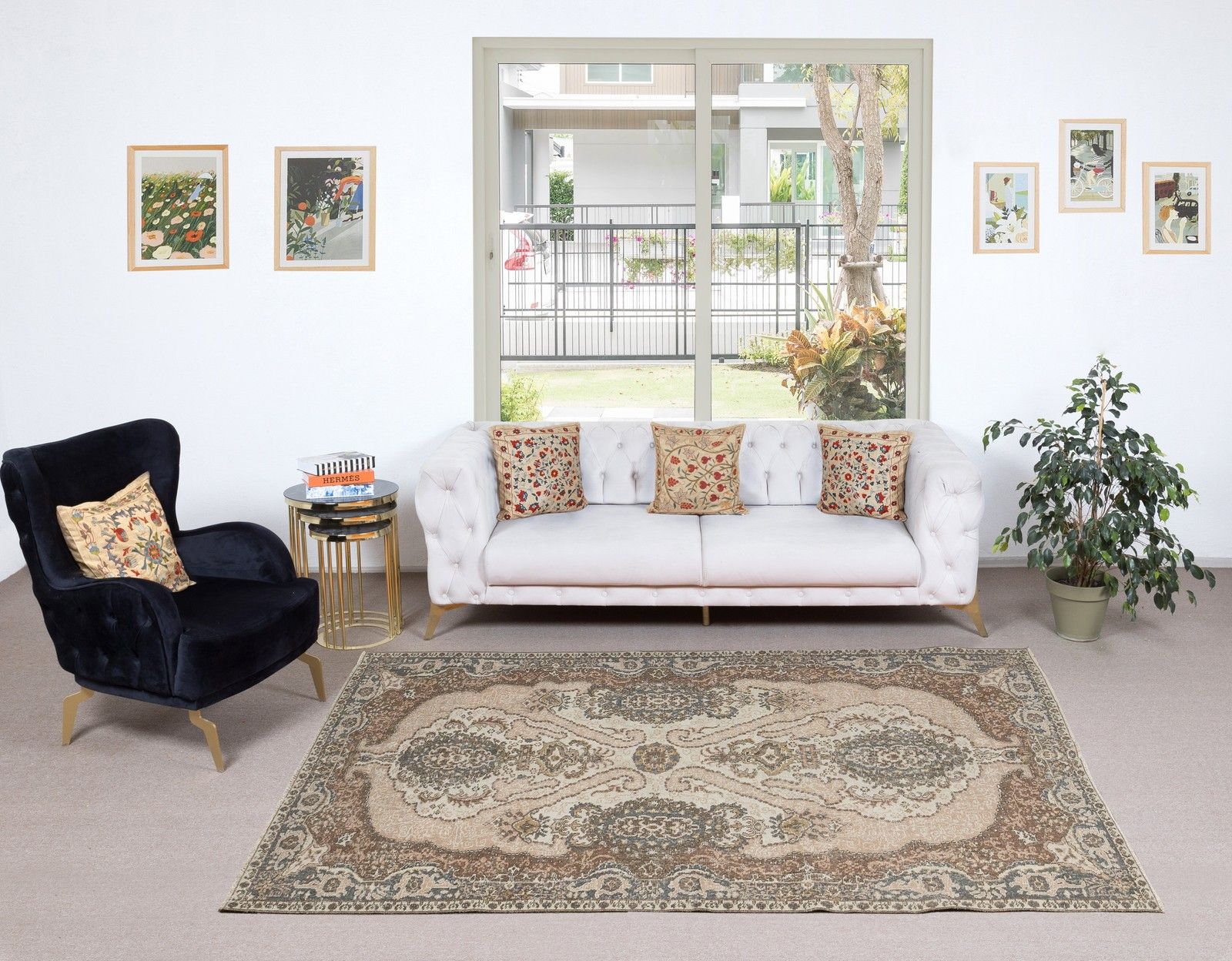 5.8x8.8 Ft Vintage Handknotted Wool Rug For Farmhouse, Cottage, Or Country House photo furniture