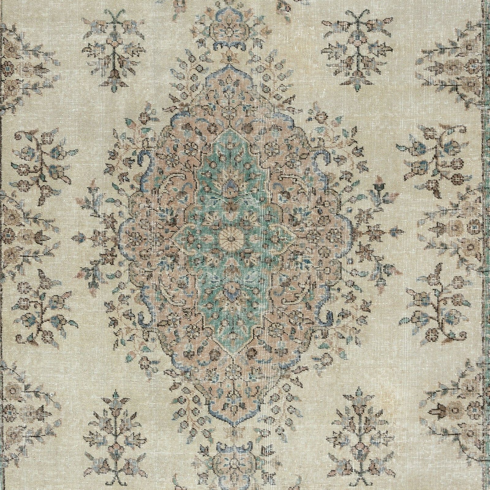 6.7x10.8 Ft Vintage Floral Turkish Area Rug For Country Farmhouse Decoration photo Textiles