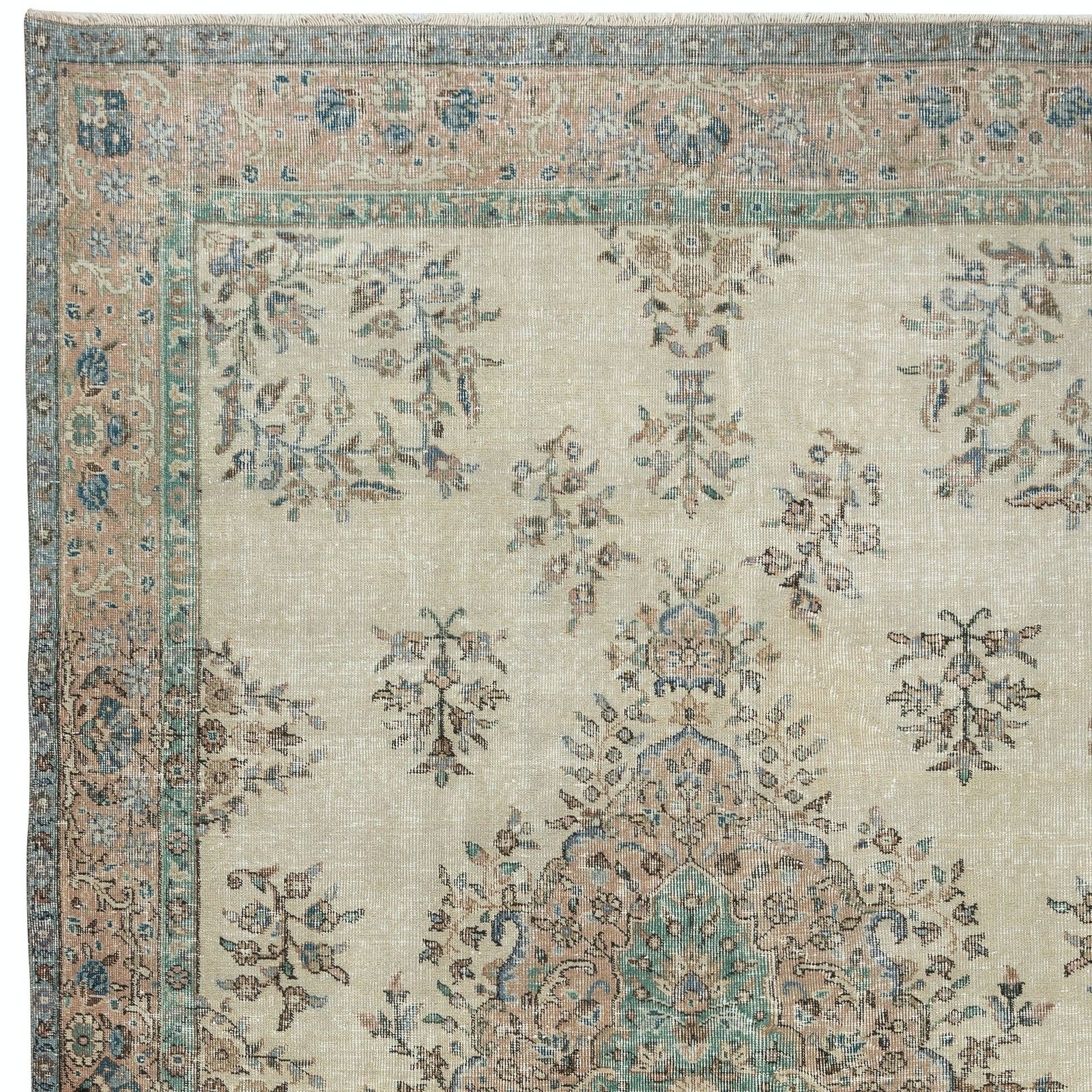 6.7x10.8 Ft Vintage Floral Turkish Area Rug For Country Farmhouse Decoration photo 789.0