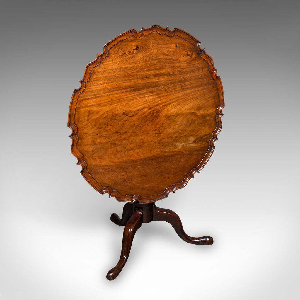 Antique 4 Seat Occasional Table English Walnut Tilt Top Pie Crust Georgian photo furniture