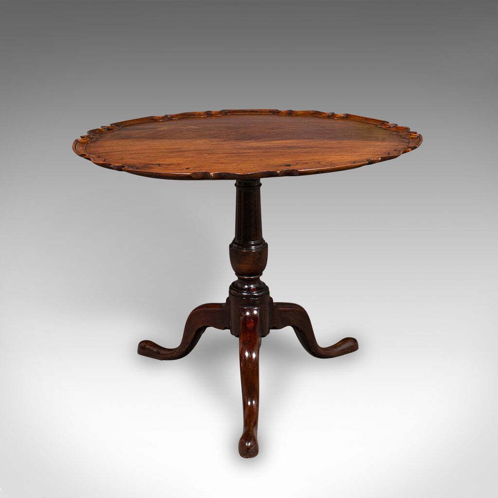 Antique 4 Seat Occasional Table English Walnut Tilt Top Pie Crust Georgian photo 8944.0