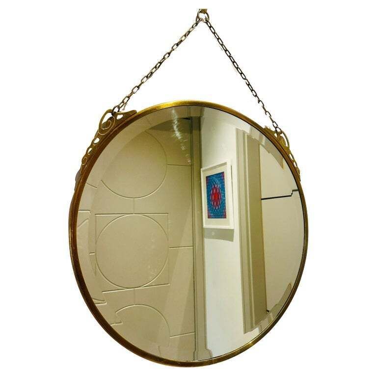 Art Nouveau Arts & Crafts Style Bevelled Glass Rose Gold Brass Wall Mirror photo furniture