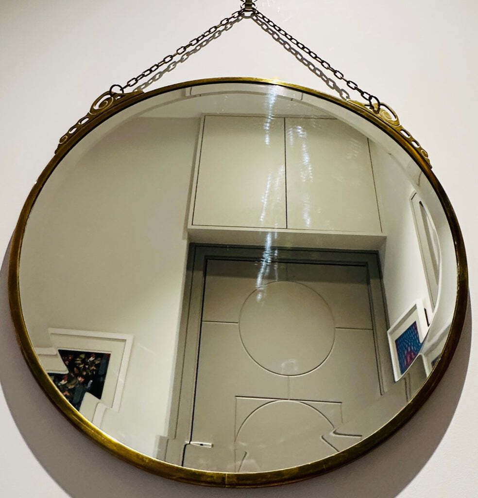 Art Nouveau Arts & Crafts Style Bevelled Glass Rose Gold Brass Wall Mirror photo 445.0