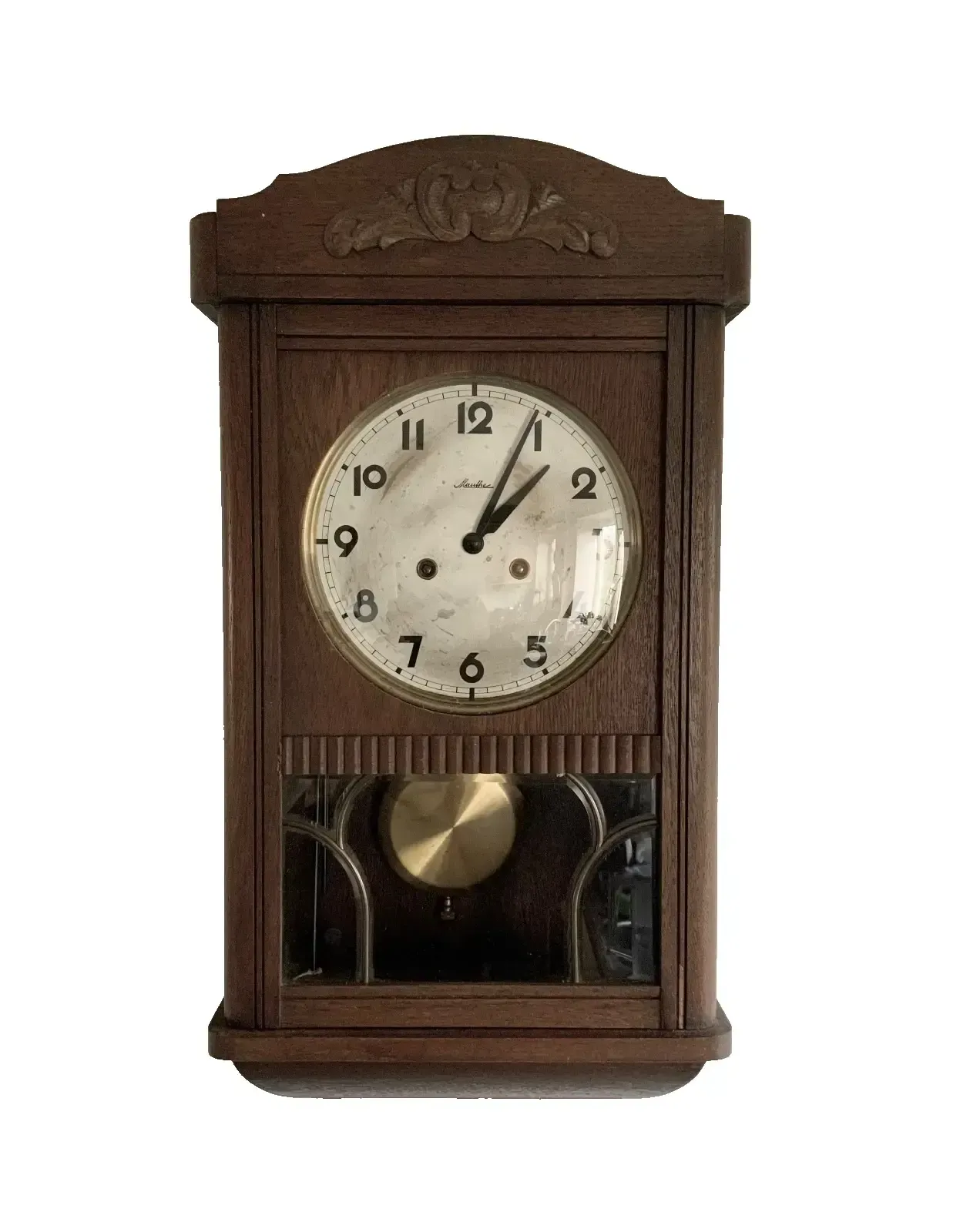Antique Art Deco German Mauthe Regulator Wall Clock Circa 1930s