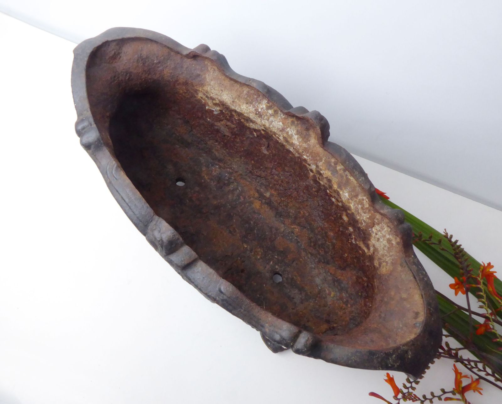Antique French Cast Iron Jardinière, Large Decorative Planter photo for sale