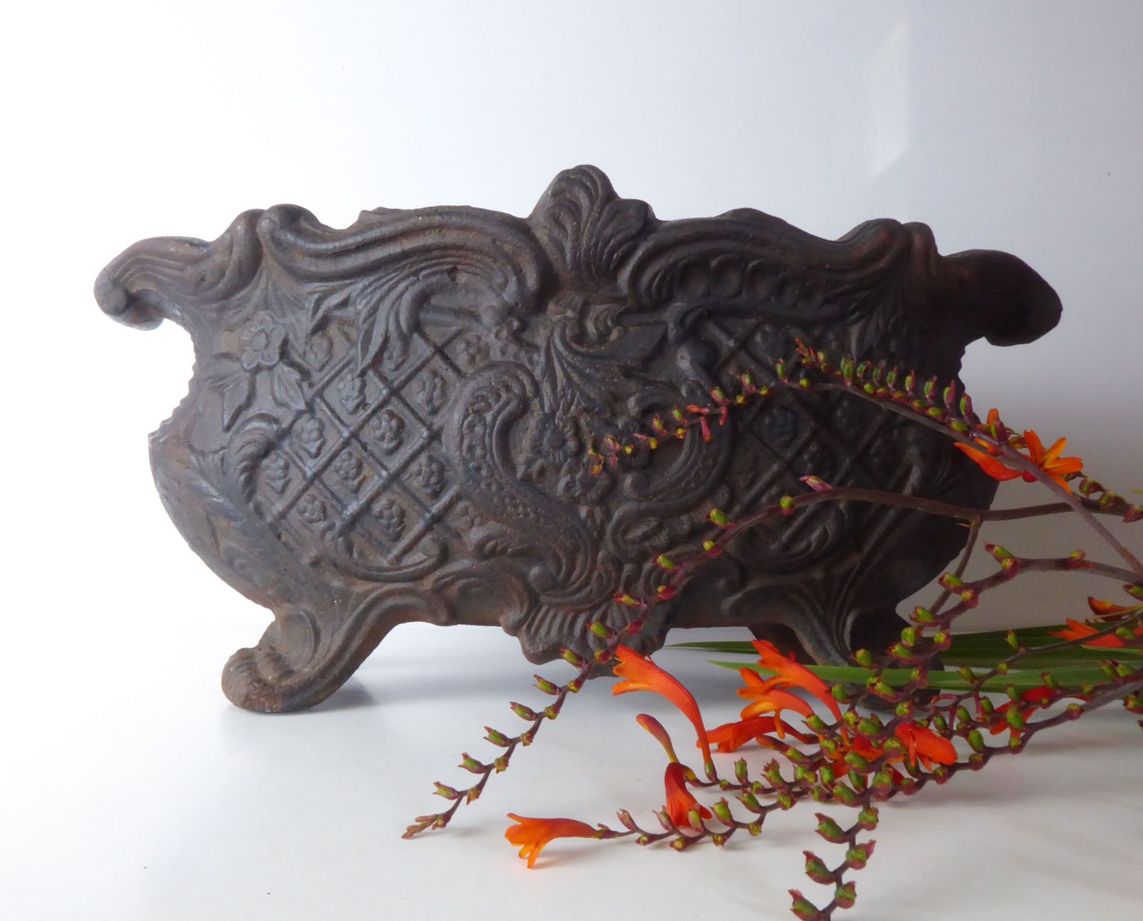 Antique French Cast Iron Jardinière, Large Decorative Planter