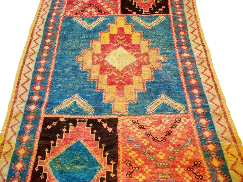 R308 No Custom Fee. Antique Handmade Moroccan Rug 100% Wool 235x135cm photo Textiles