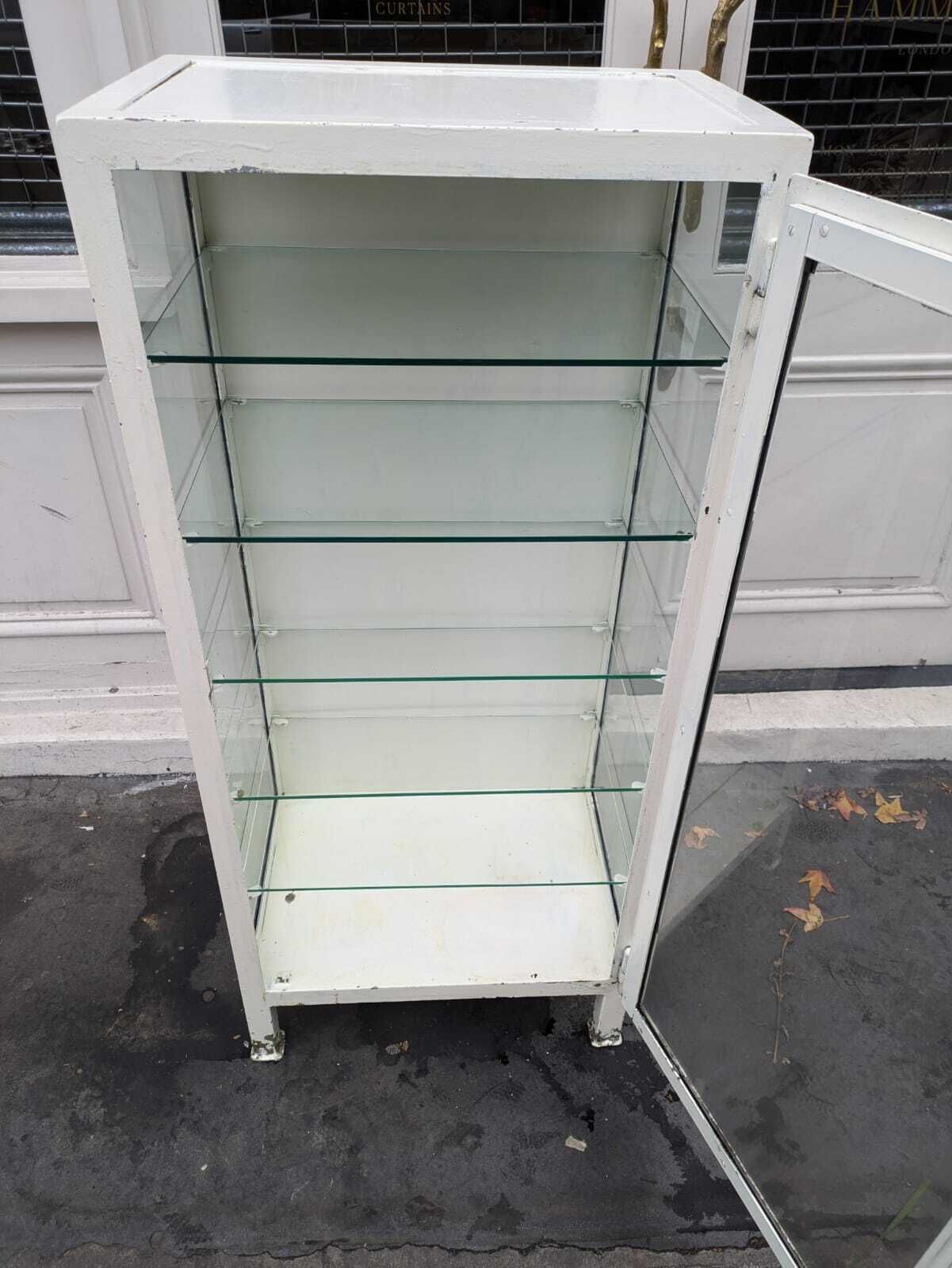 Medical Cabinet 1940s Vintage Metal And Glass photo 925.0