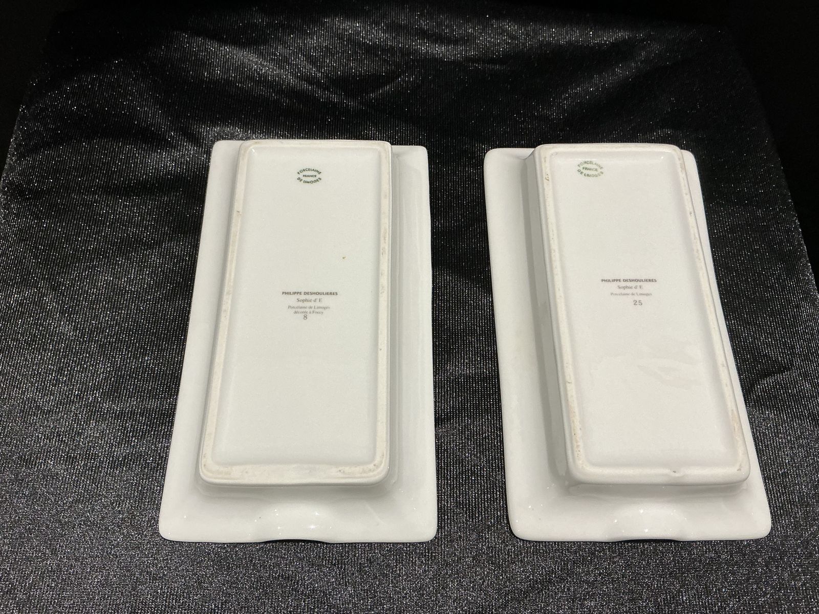 Pair Of Avo Uvezian Limoges Porcelain Cigar Ashtrays – Burnt Orange, White & Gold, 1990s photo for sale