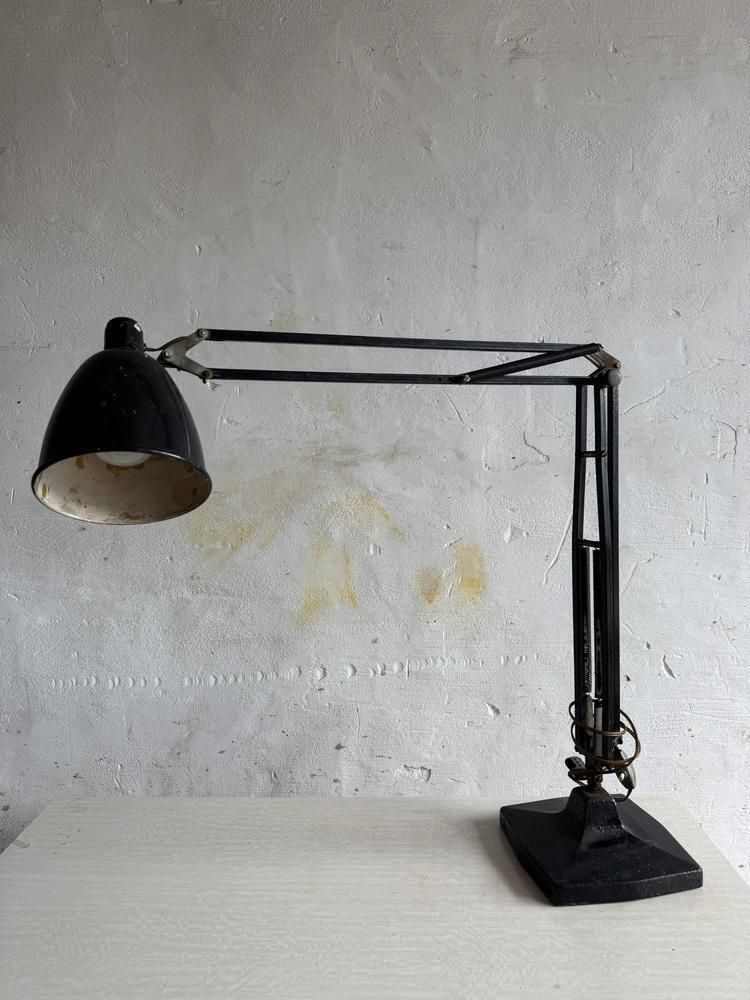 Vintage Industrial Articulated Desk Lamp In Black, 1950s photo furniture