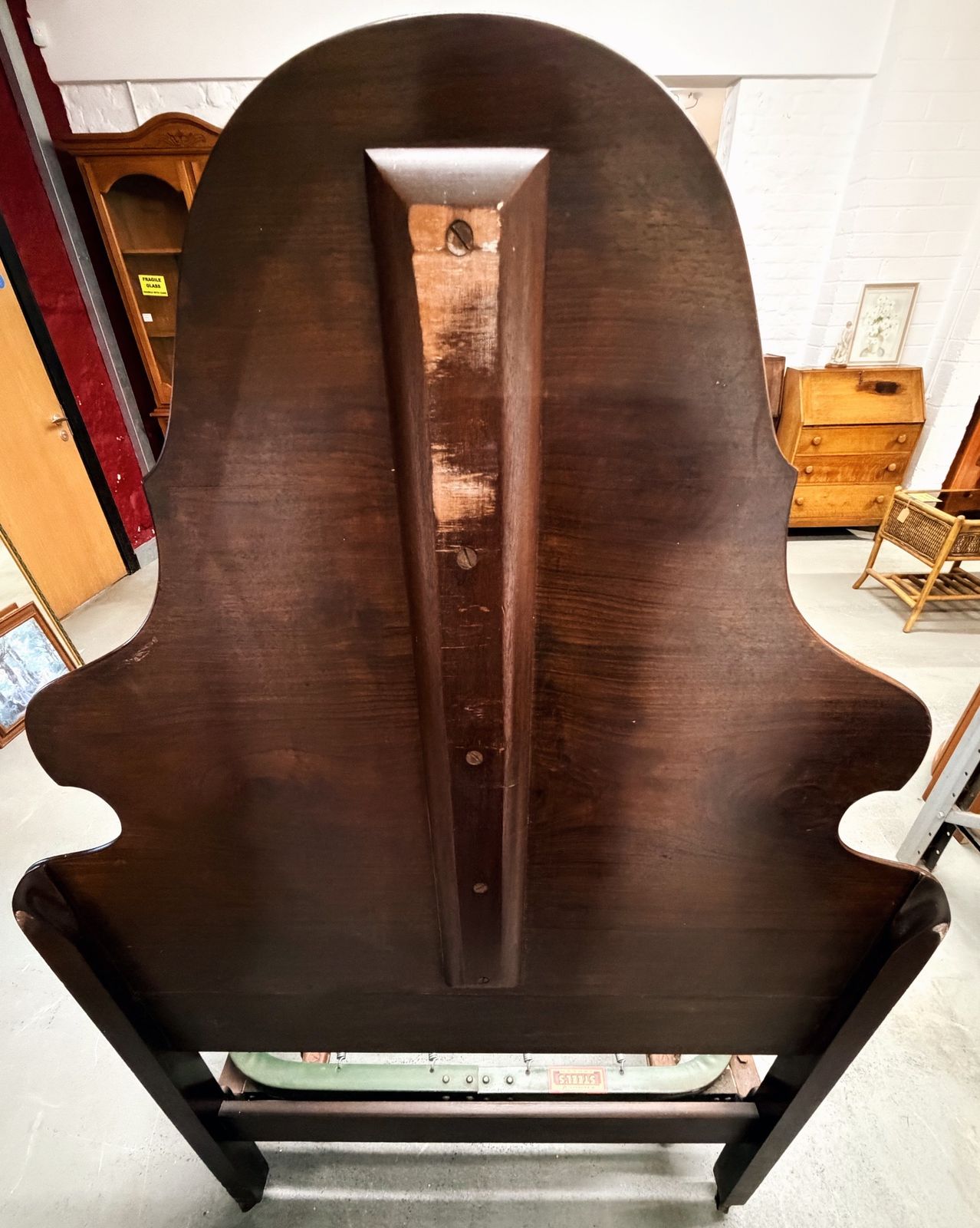 photo vinterior Art Deco English Burr Walnut Vono Bedstead Frame Queen Anne