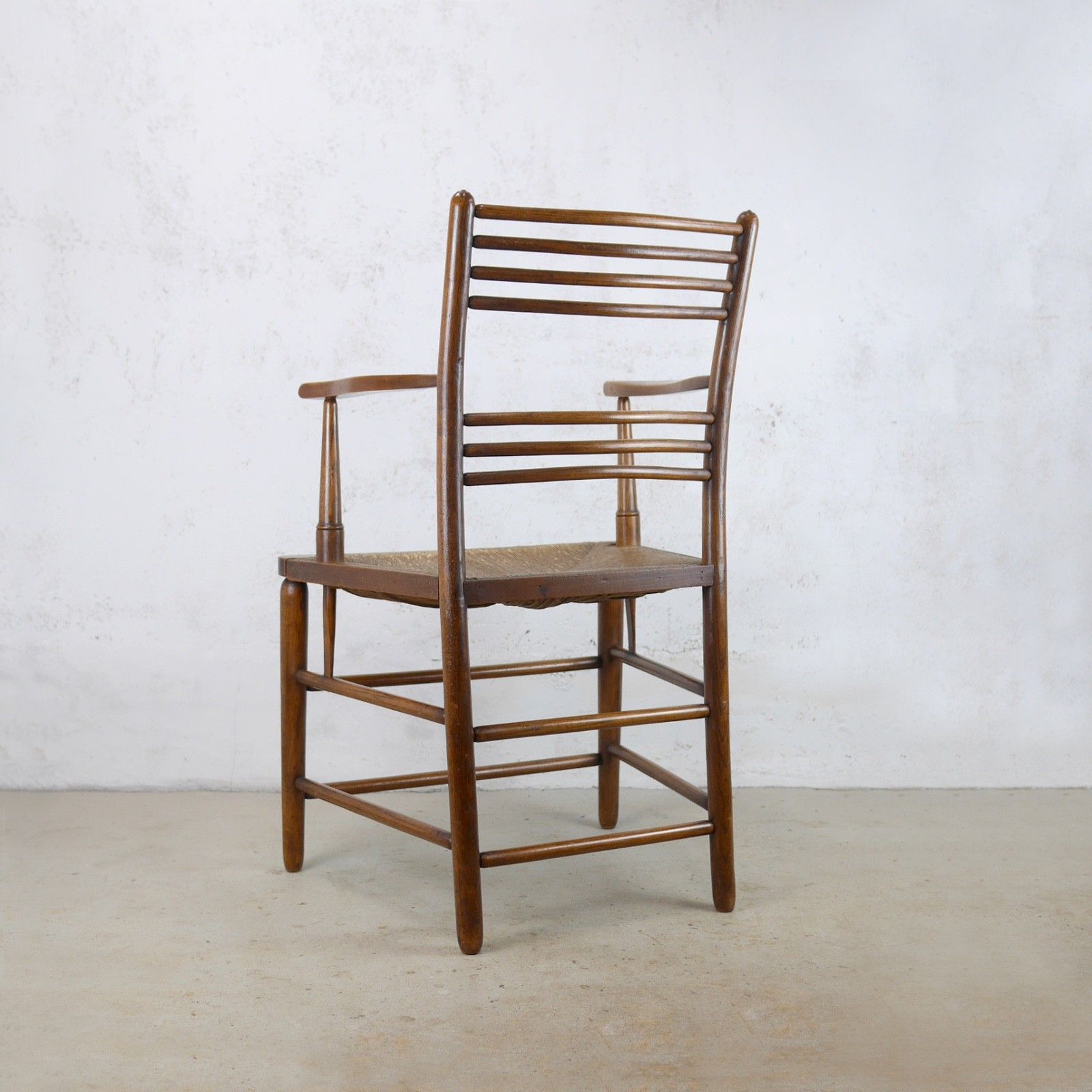 Antique Arts & Crafts Sussex Chair William Morris Style Rush Seat #103056 photo vinterior