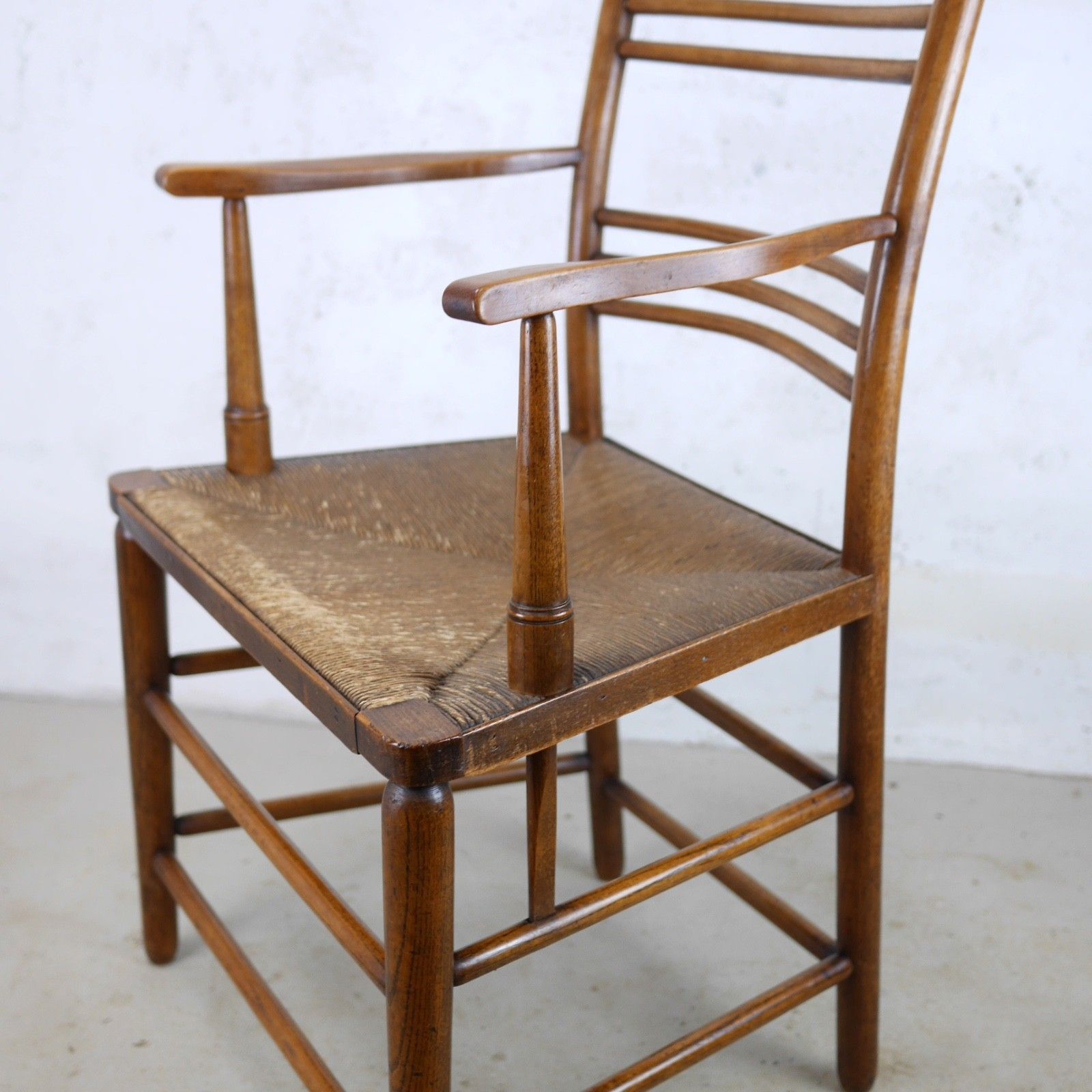 Antique Arts & Crafts Sussex Chair William Morris Style Rush Seat #103056 photo vintage