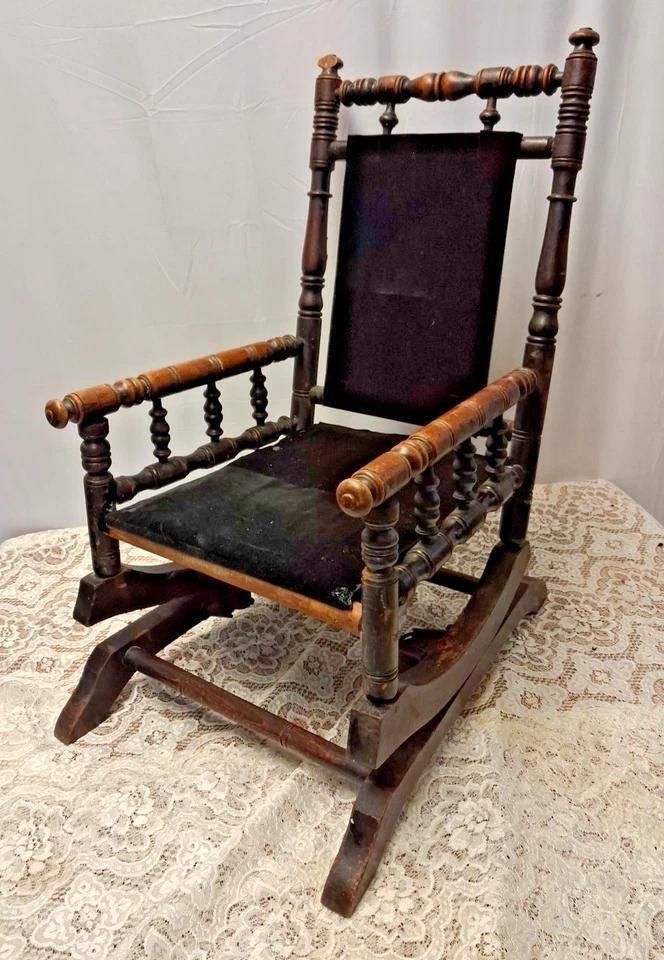 Antique Rustic Childs American Gothic Style Rocking Chair photo vintage