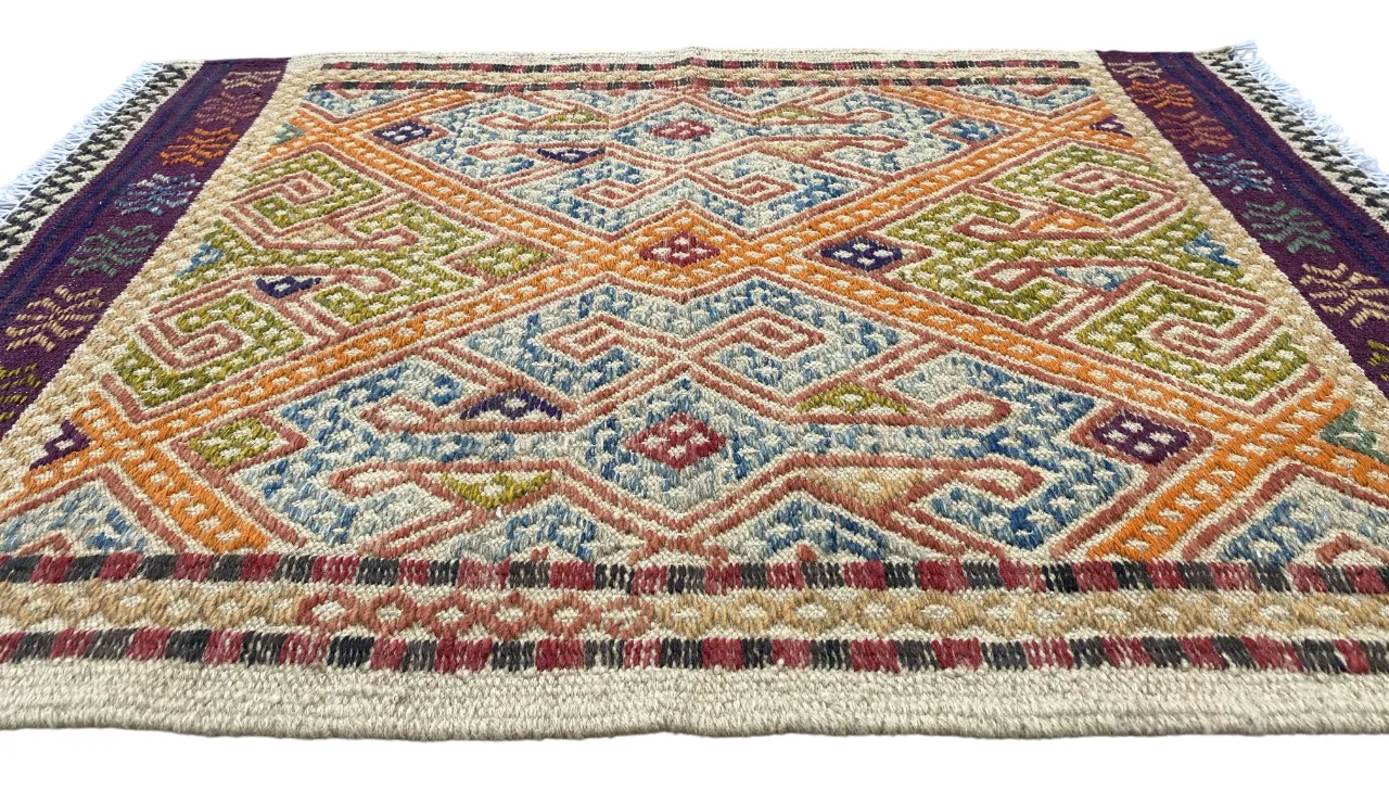 2x3 Colourful Afghan Soumak Boho Rug photo 112.0
