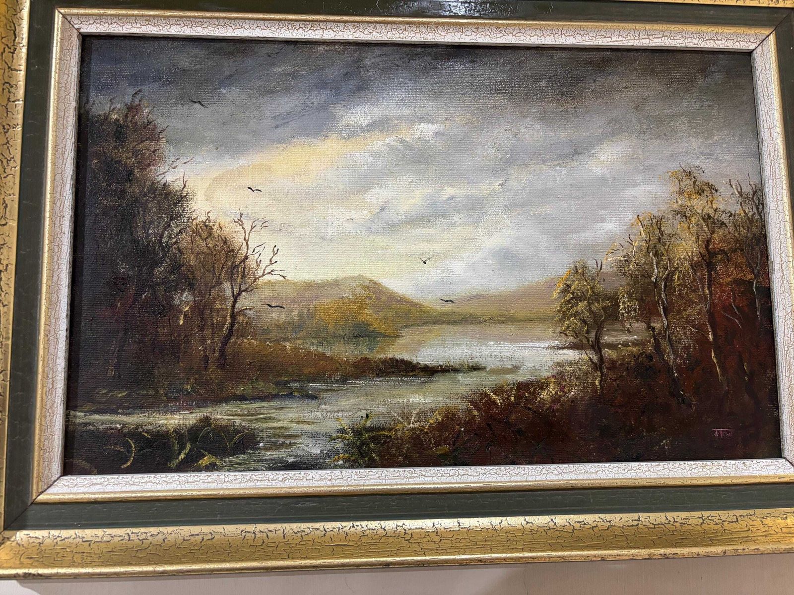 J. K. Whitton Oil On Canvas Painting " After Sunset" Picture photo furniture