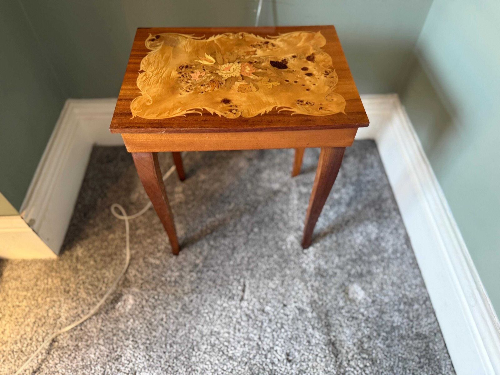 Musical Marquetry Side Table, Sewing Table,Plant Stand, Occasional Table