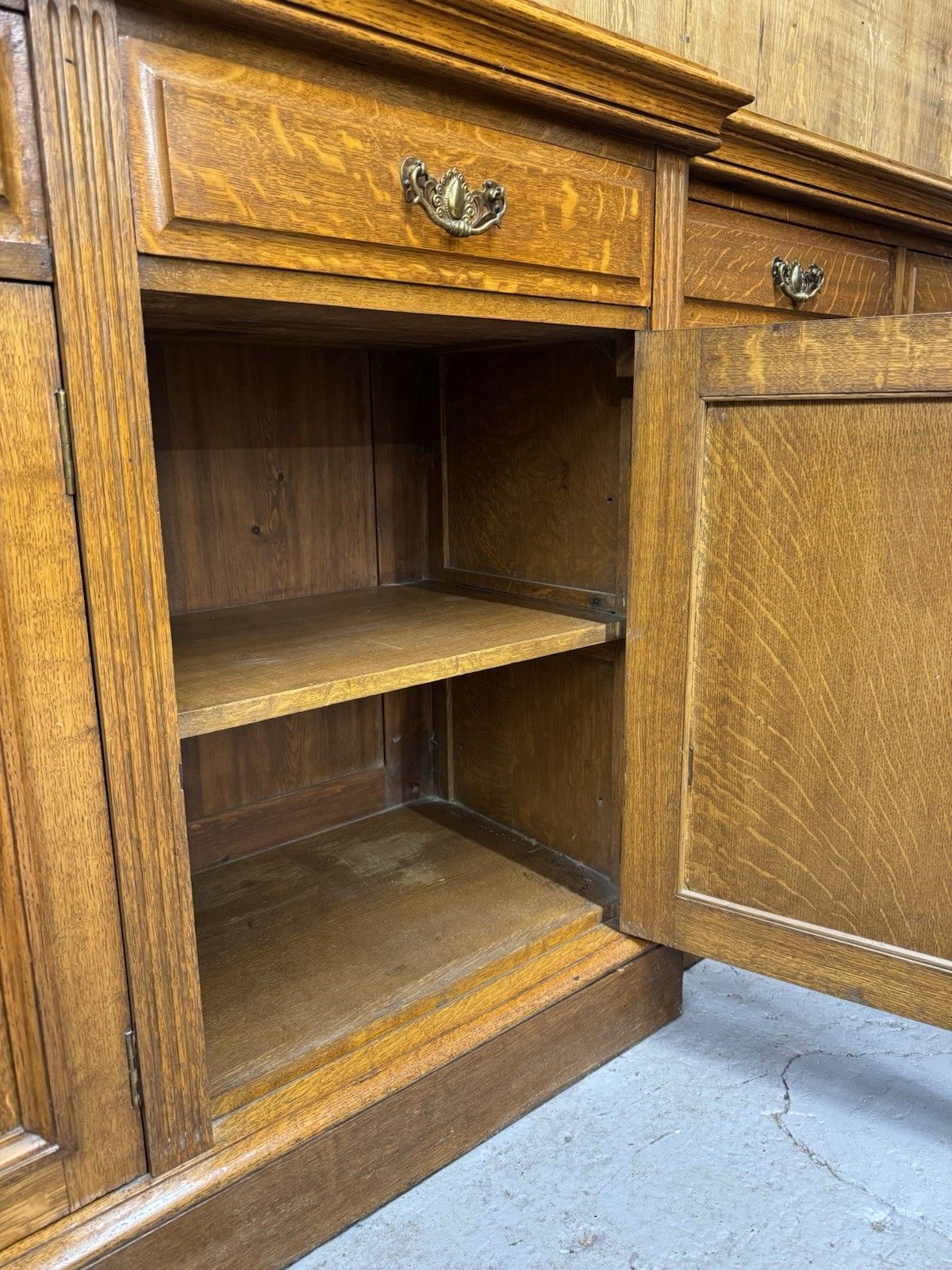 photo furniture Victorian Solid Oak Breakfront Library Bookcase, Tv Stand, Sideboard Display