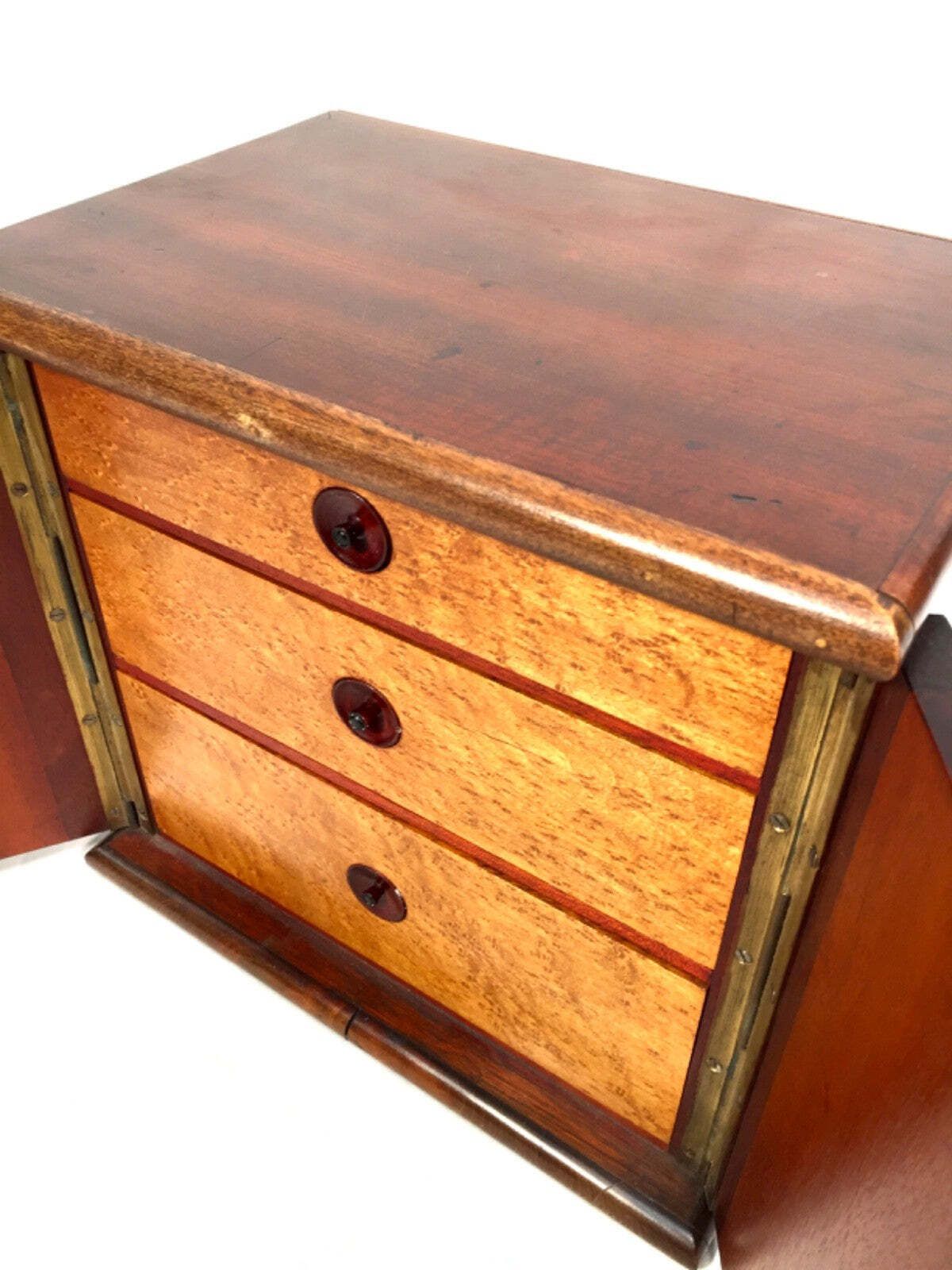 Antique Victorian Wooden Humidor Chest Of Drawers / Collectors Cabinet Box C1890 photo vinterior
