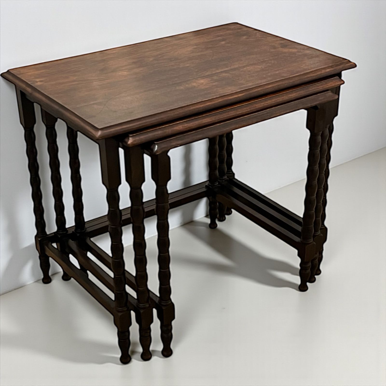 Antique Oak Ebonised Nest Of Tables