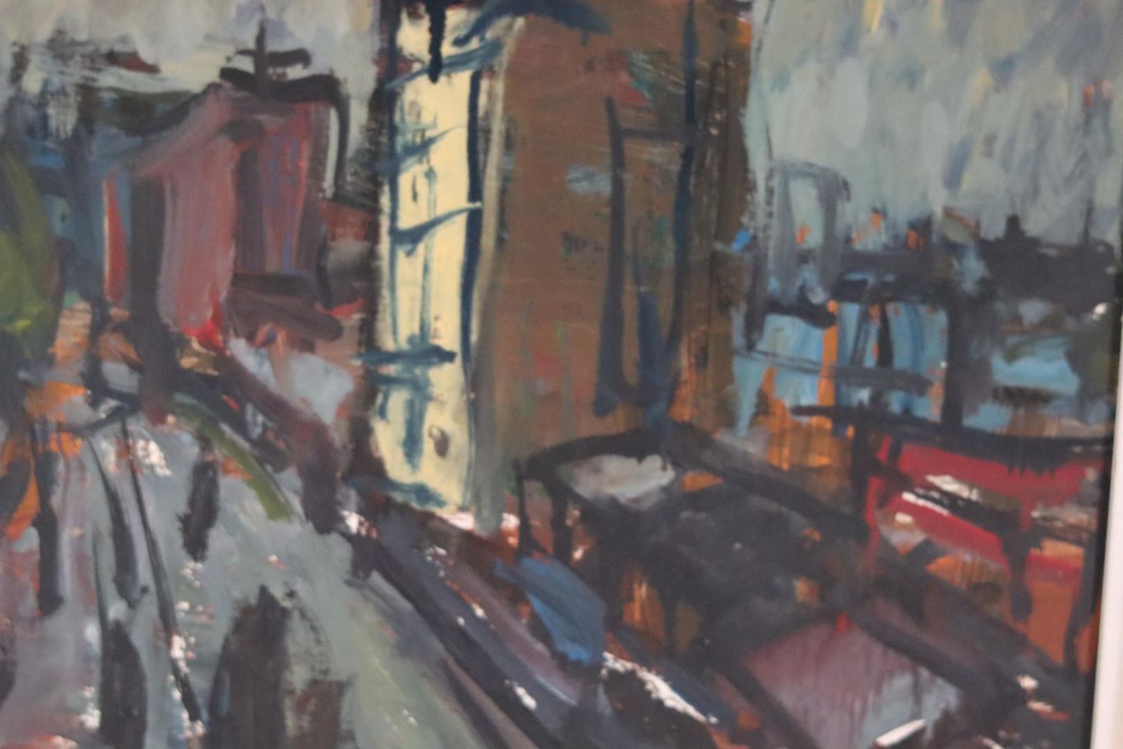 photo buy Original Swedish Oil On Panel – “City II” By P.O. Zachrisson – Signed & Framed – 36 × 42 Cm (14.2" × 16.5")