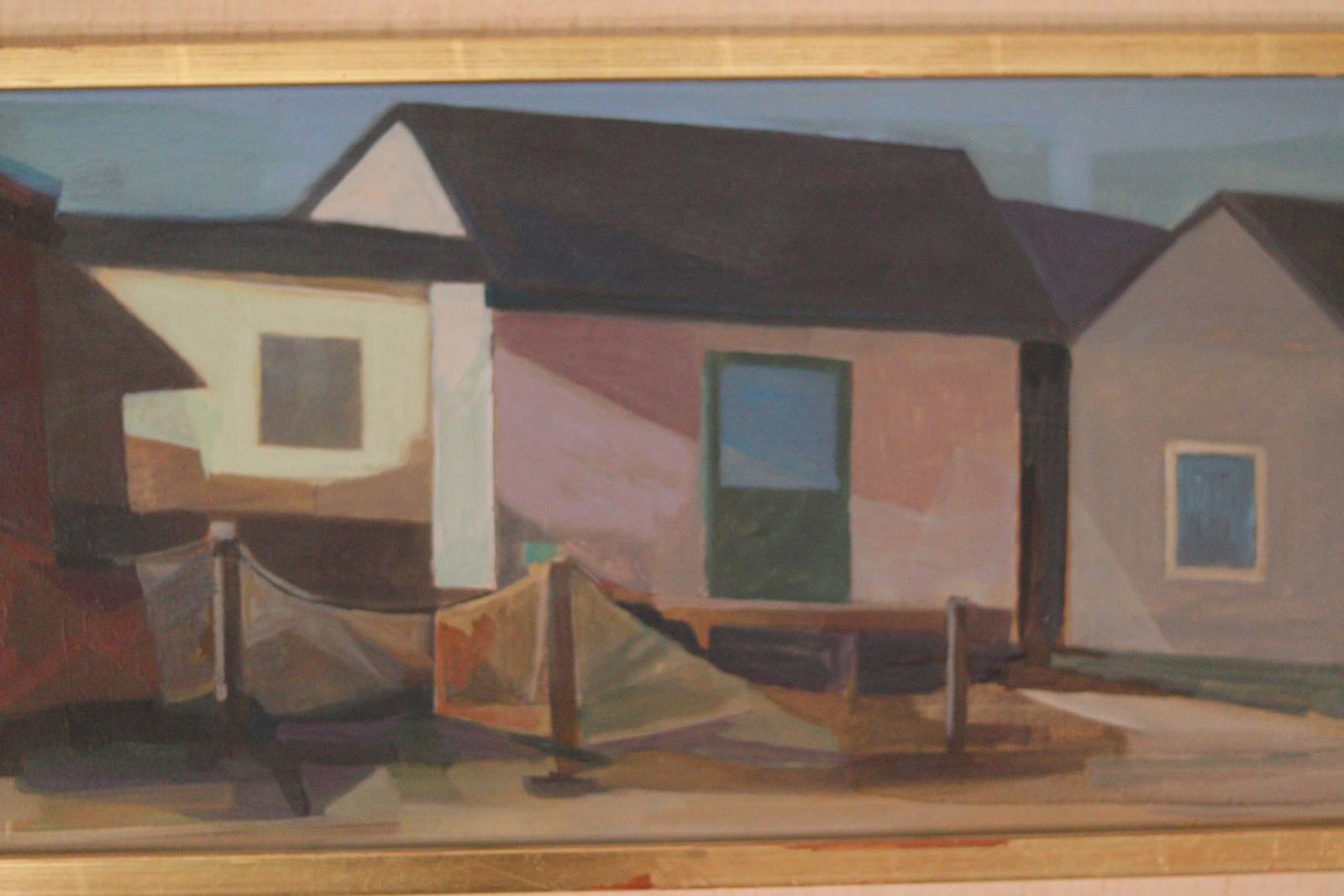 photo furniture Original Swedish Oil On Panel – “Grötviks Sjöbodar, Söndrum” By Ragnar Ring – Signed & Framed – 37 × 67 Cm (14.6" × 26.4")