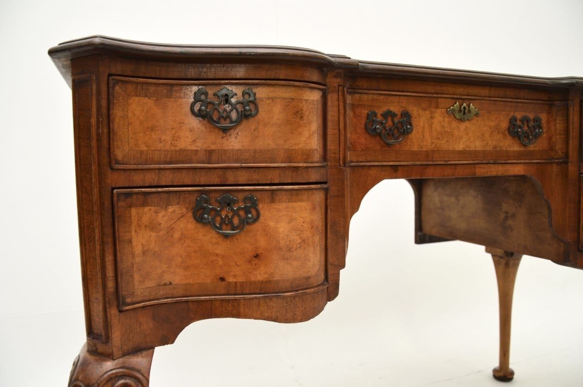 Antique Figured Walnut Queen Anne Style Desk photo for sale