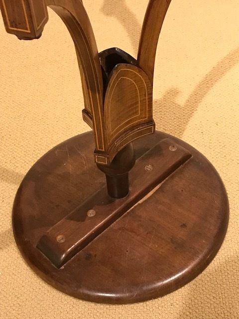 Early C20 Highly Unusual Wine Table On An Inlaid 'Shield' Stand With Splayed Legs & Turned Feet photo for sale