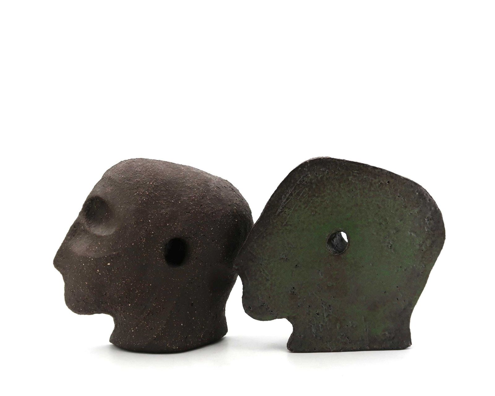 Two Ceramic Sculptures Forming A Head By Salvatore Parisi / Art, Cabinet Of Curiosity, Home Decor, France, Arty Christmas Gift