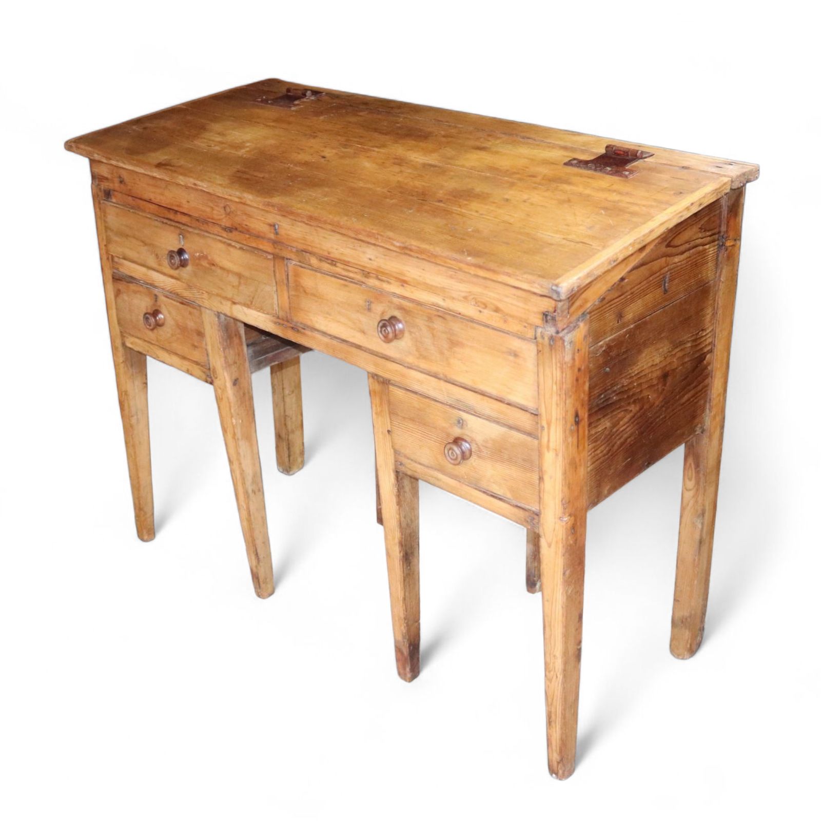 Victorian Antique Pine Clerks Desk Sloped Top Standing Desk photo Furniture
