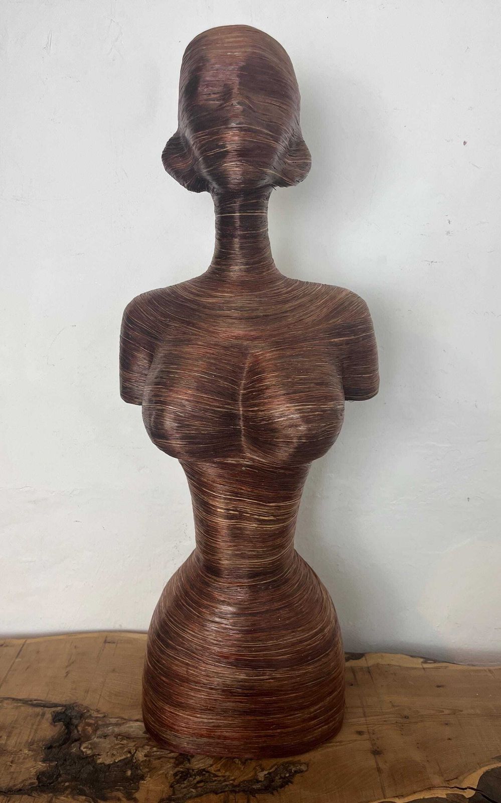 Large Abstract Contemporary Lady Sculpture, Rattan Fibre Figure, Lara Brown Designer Art