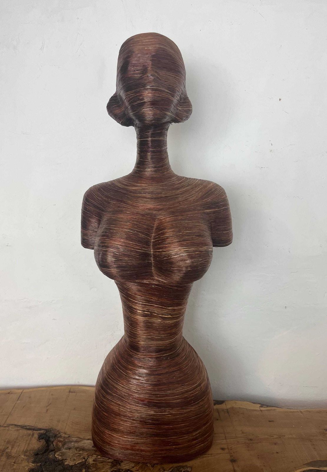 Large Abstract Contemporary Lady Sculpture, Rattan Fibre Figure, Lara Brown Designer Art photo furniture