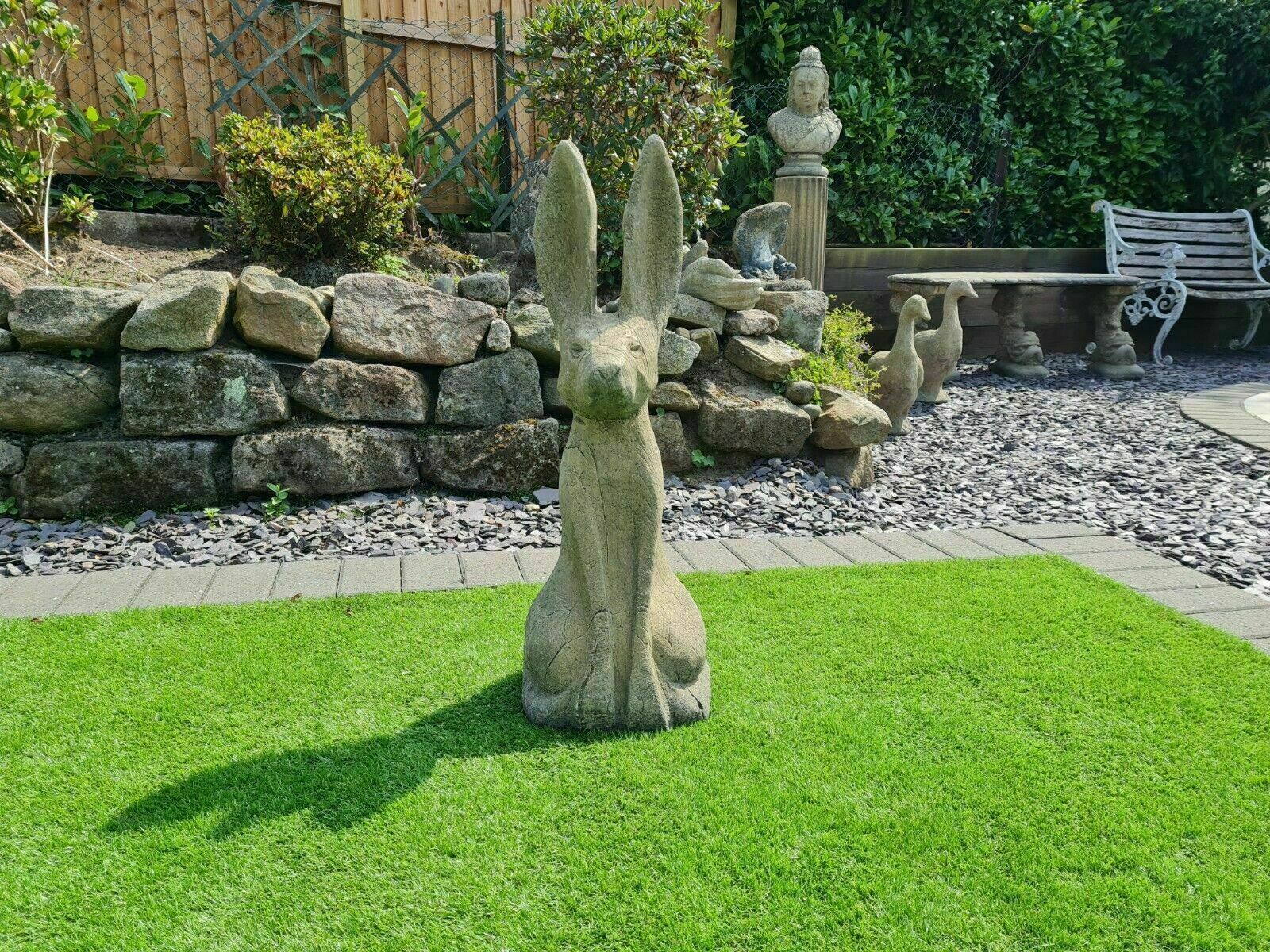 Vintage English Stone Hare Garden Ornament Woody 0231. photo vinterior