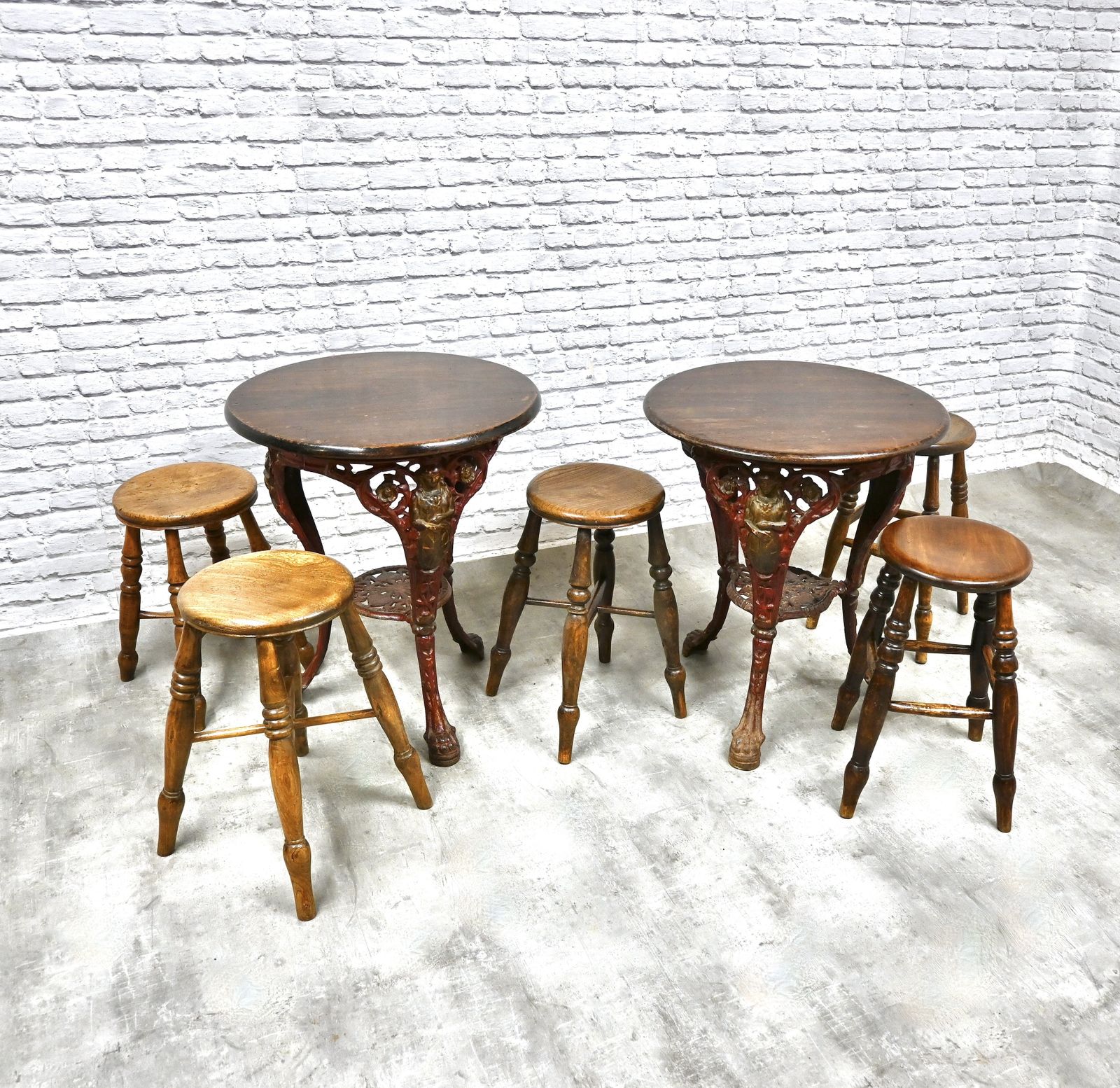 Anitique Pair Of Cast Iron 'Britannia' Pub Tables photo furniture
