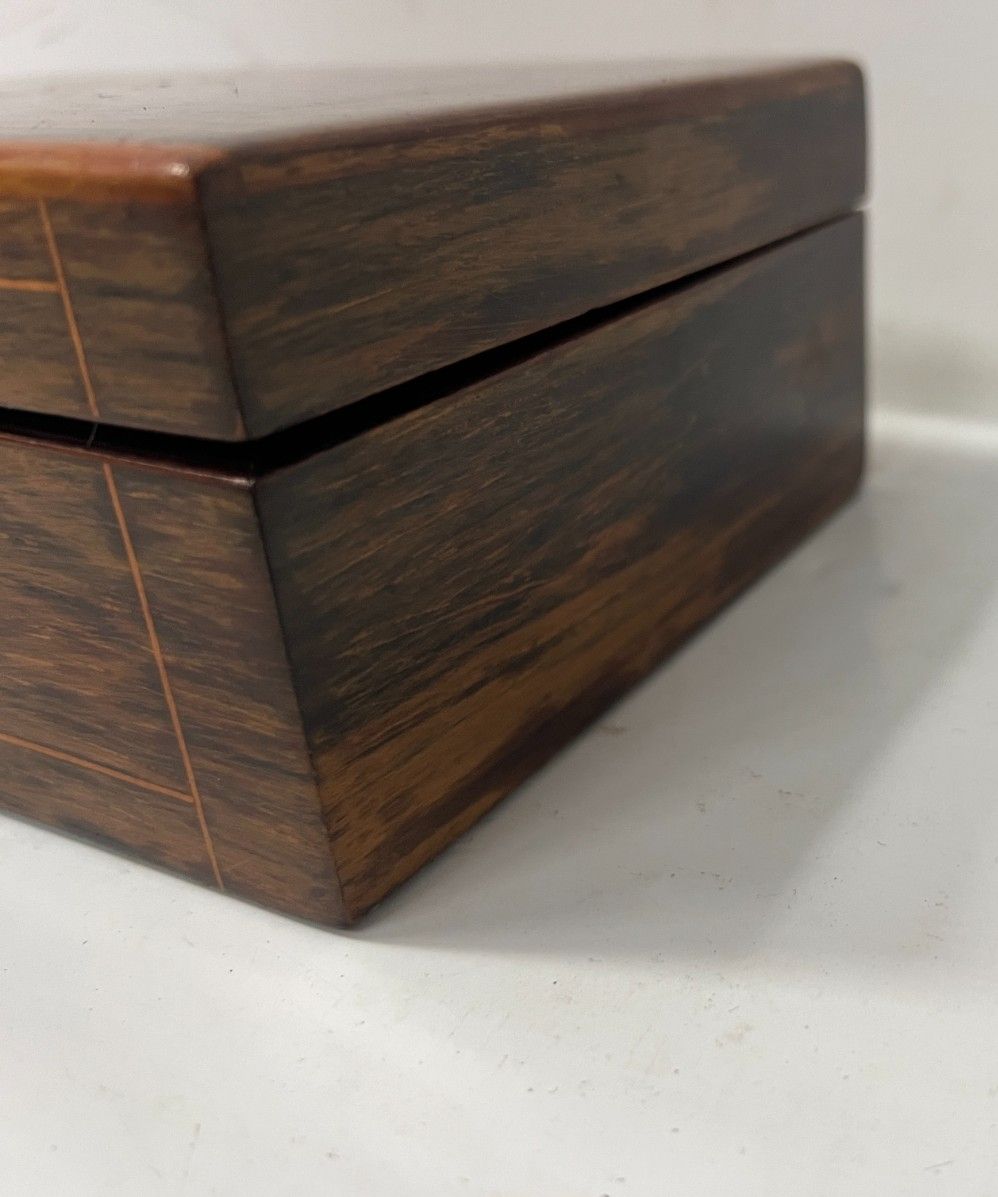 Napoleon III Mahogany And Light Wood Inlay Jewelry Box 20th Century photo vintage