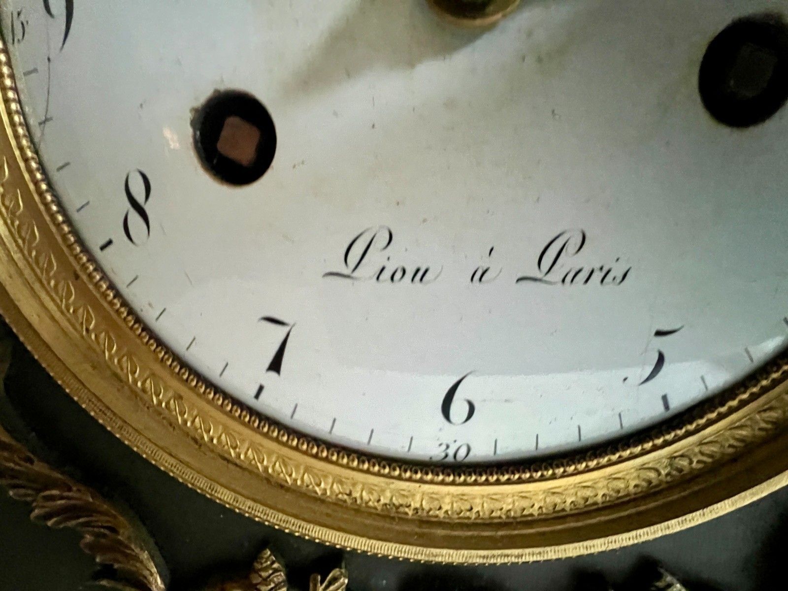 19th Century Empire Style Green Patina Bronze Clock photo for sale