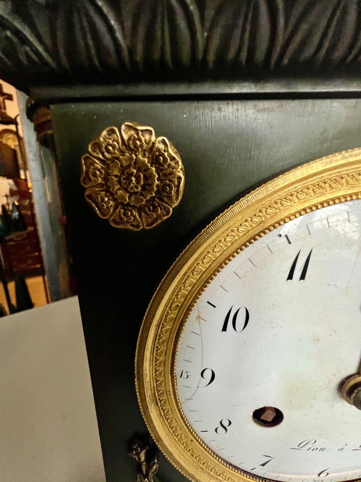 19th Century Empire Style Green Patina Bronze Clock photo buy